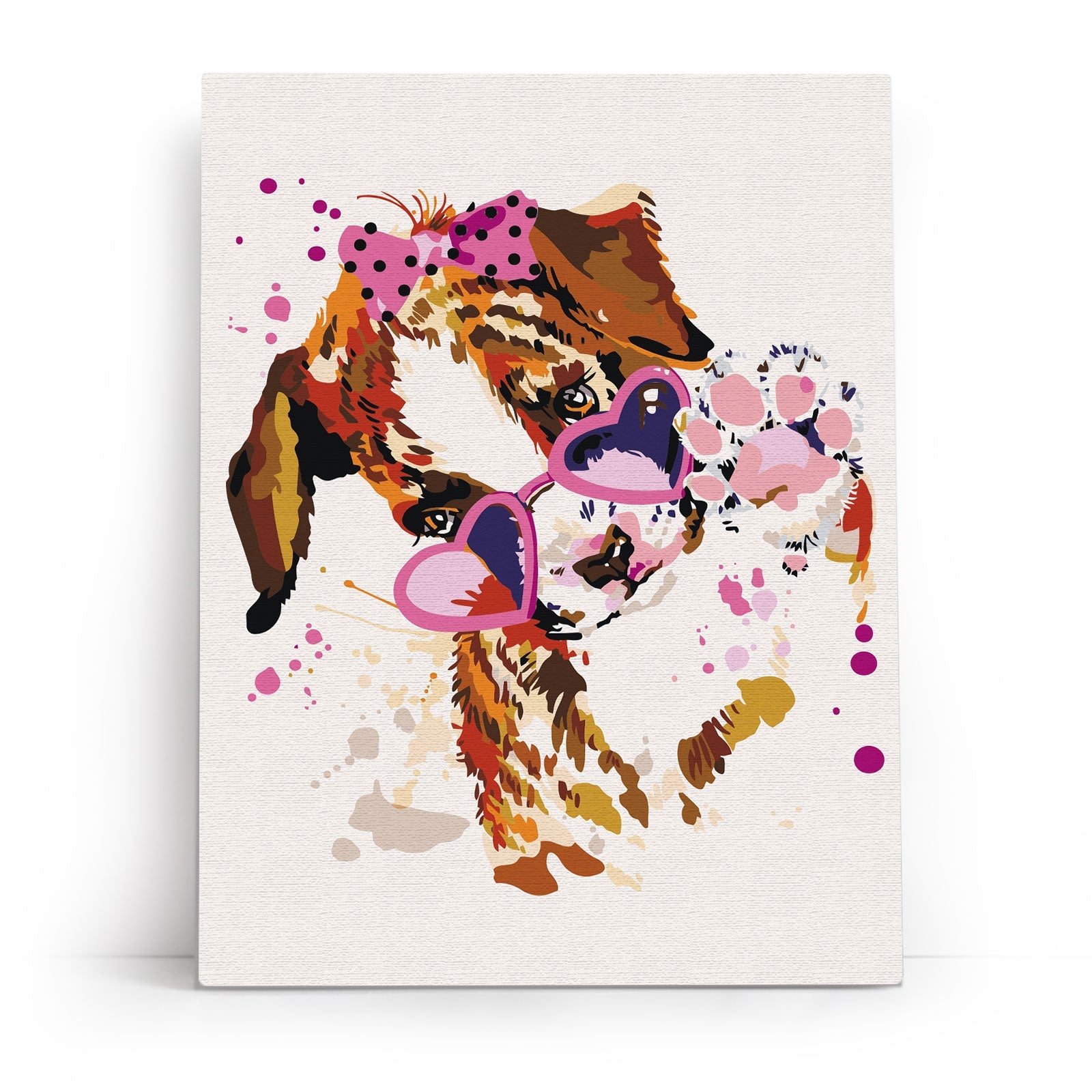 Paint by Numbers 30x40 cm | Puppy with Pink Glasses (ME1117e) – Painting by numbers | Varvikas.Shop