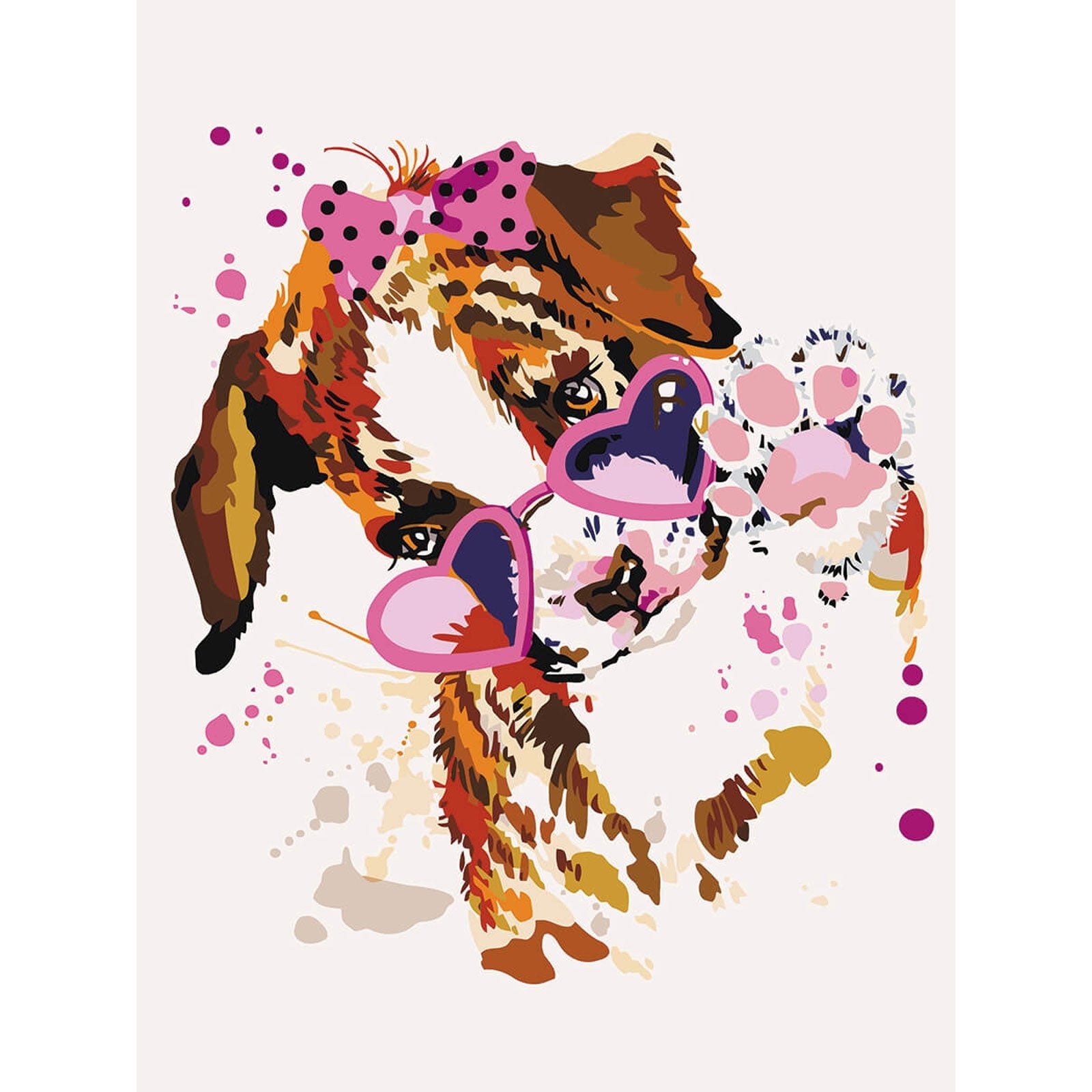 Paint by Numbers 30x40 cm | Puppy with Pink Glasses (ME1117e) – Painting by numbers | Varvikas.Shop