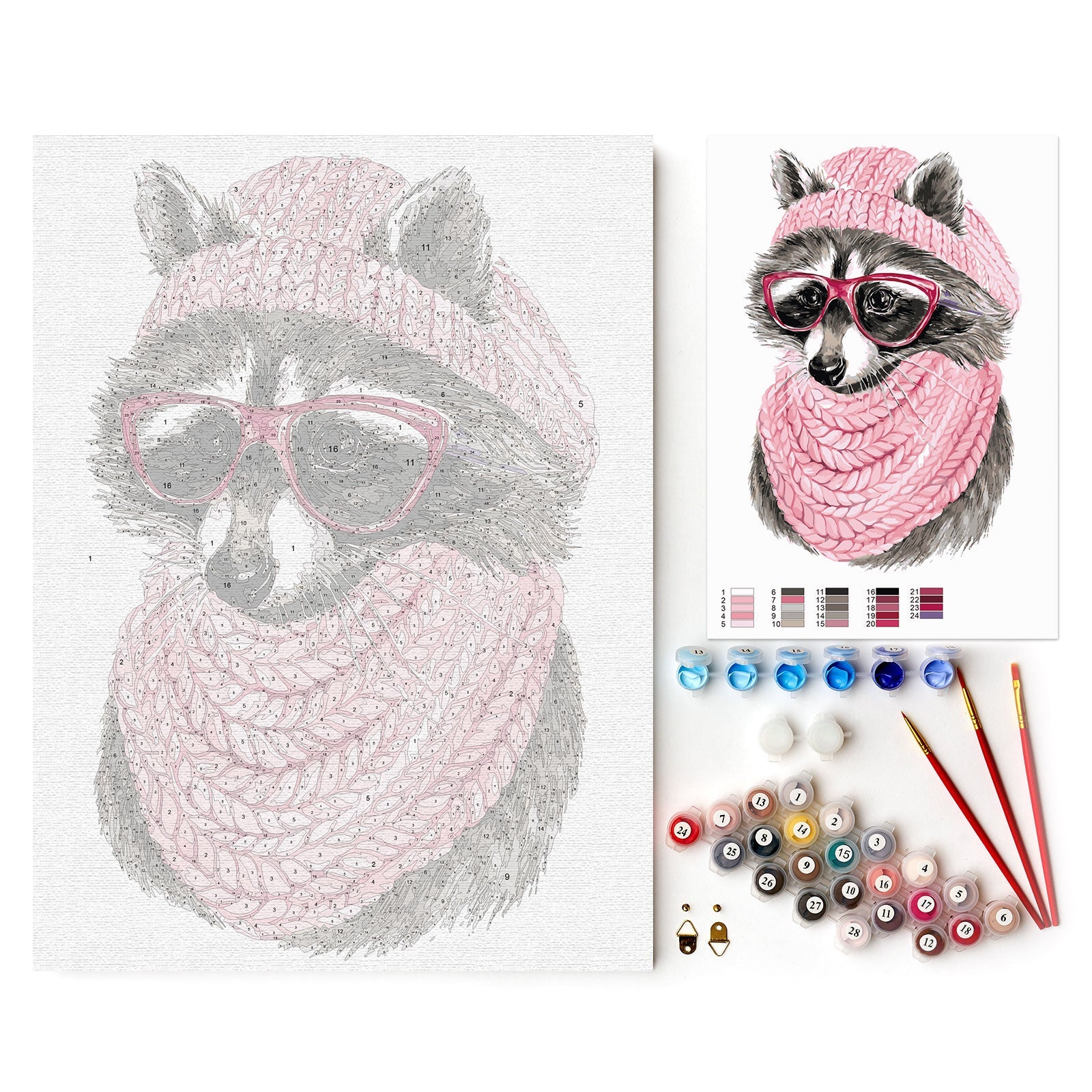 Paint by Numbers 30x40 cm | Raccoon with Glasses (ME1108e) – Painting by numbers | Varvikas.Shop