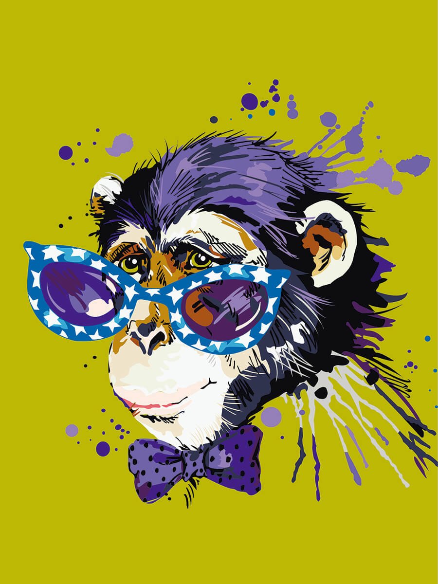 Paint by Numbers 30x40 cm | Stylish Monkey (ME1119e) – Painting by numbers | Varvikas.Shop