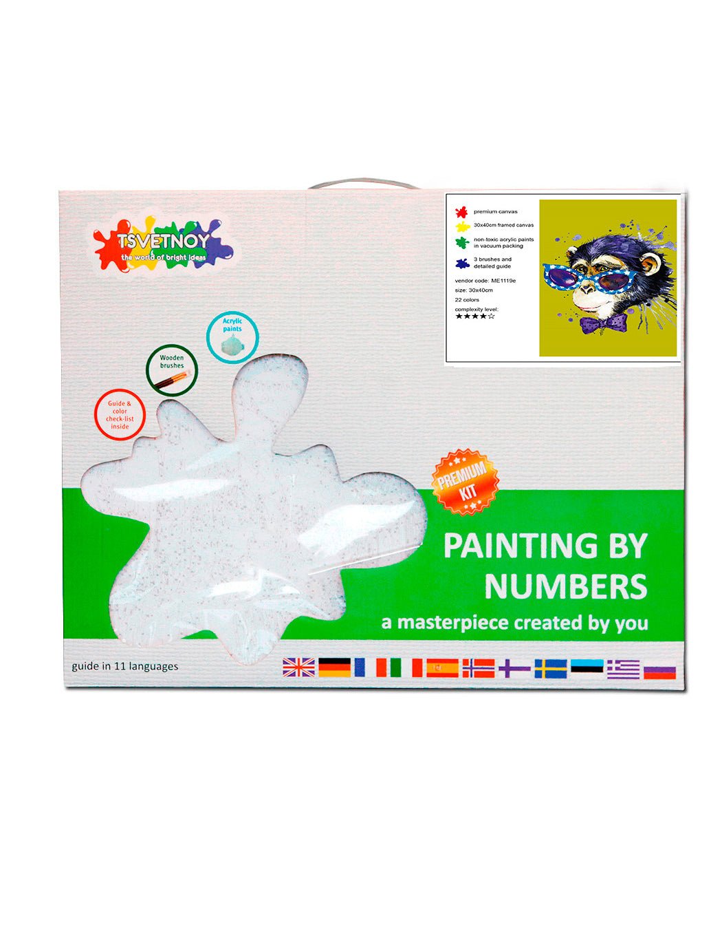 Paint by Numbers 30x40 cm | Stylish Monkey (ME1119e) – Painting by numbers | Varvikas.Shop