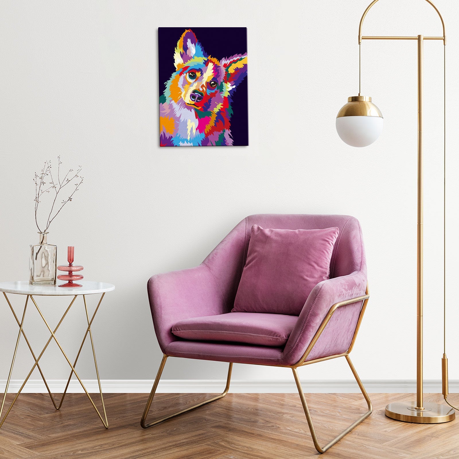 Paint by Numbers 30x40 cm | Through the eyes of a corgi (ME1144e) – Painting by numbers | Varvikas.Shop