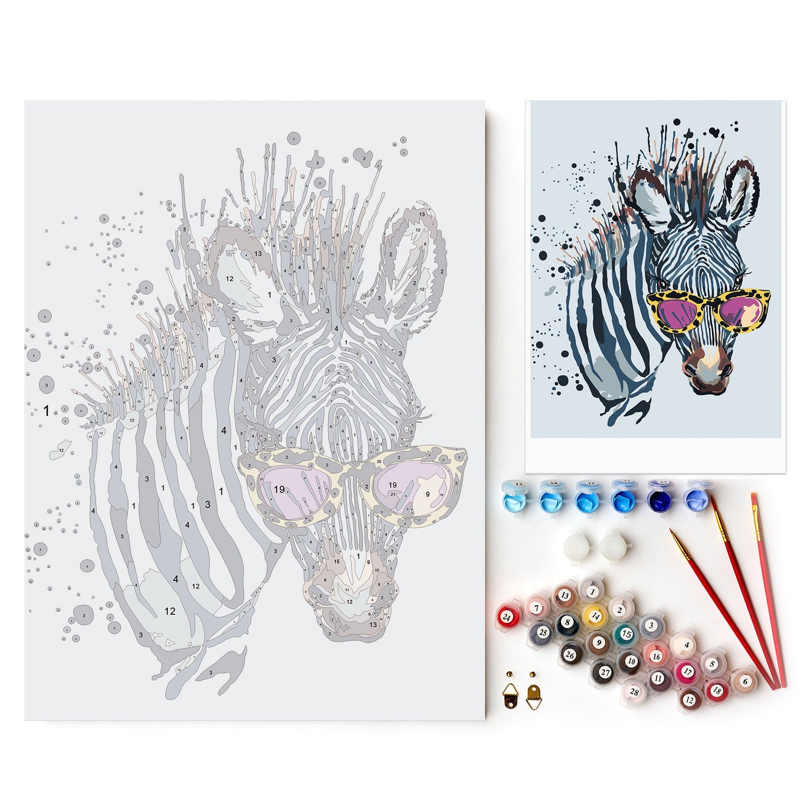 Paint by Numbers 30x40 cm | Zebra with Glasses (ME1114e) – Painting by numbers | Varvikas.Shop