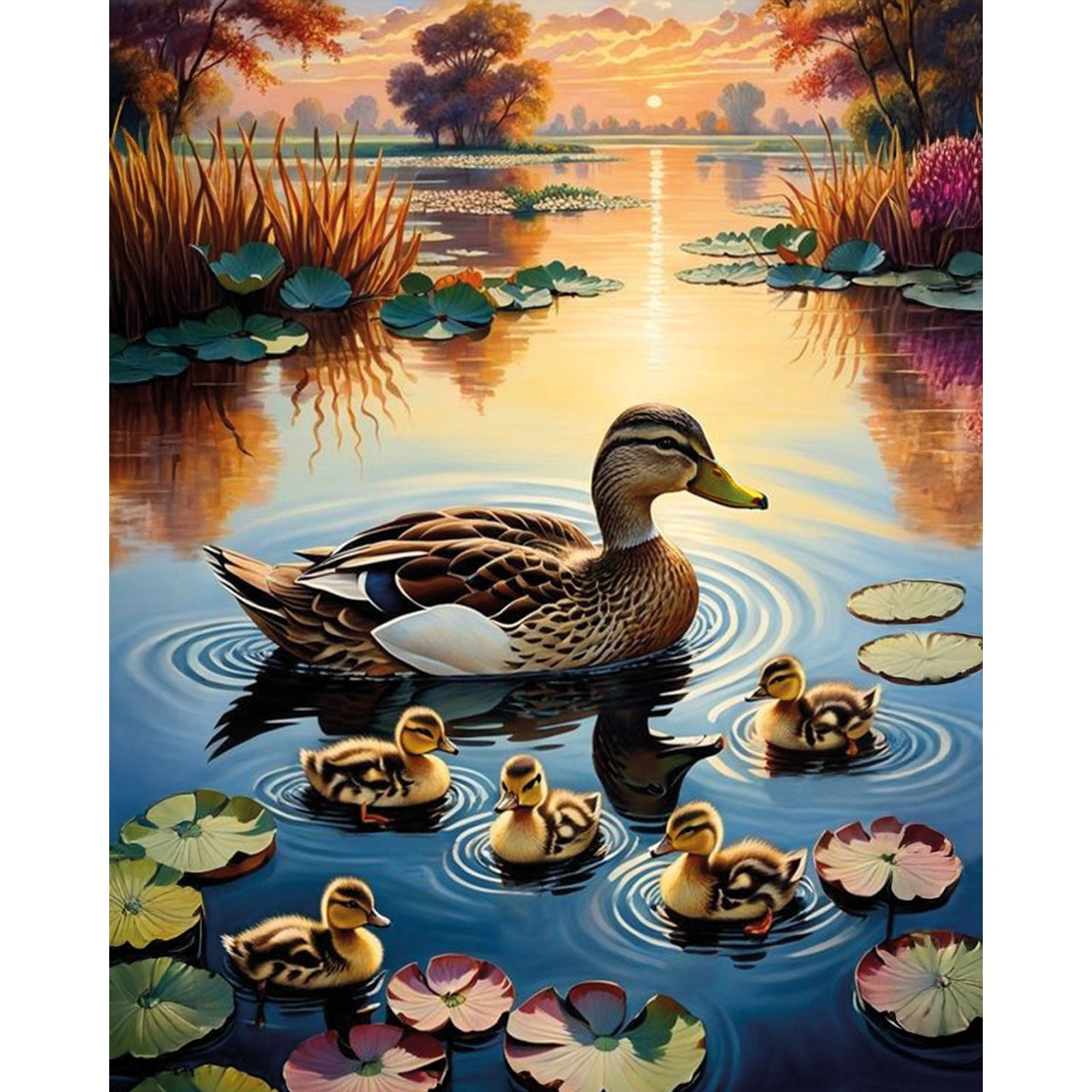 Paint by Numbers 40×50 cm, Duck Family (MG2540e) – Painting by numbers | Varvikas