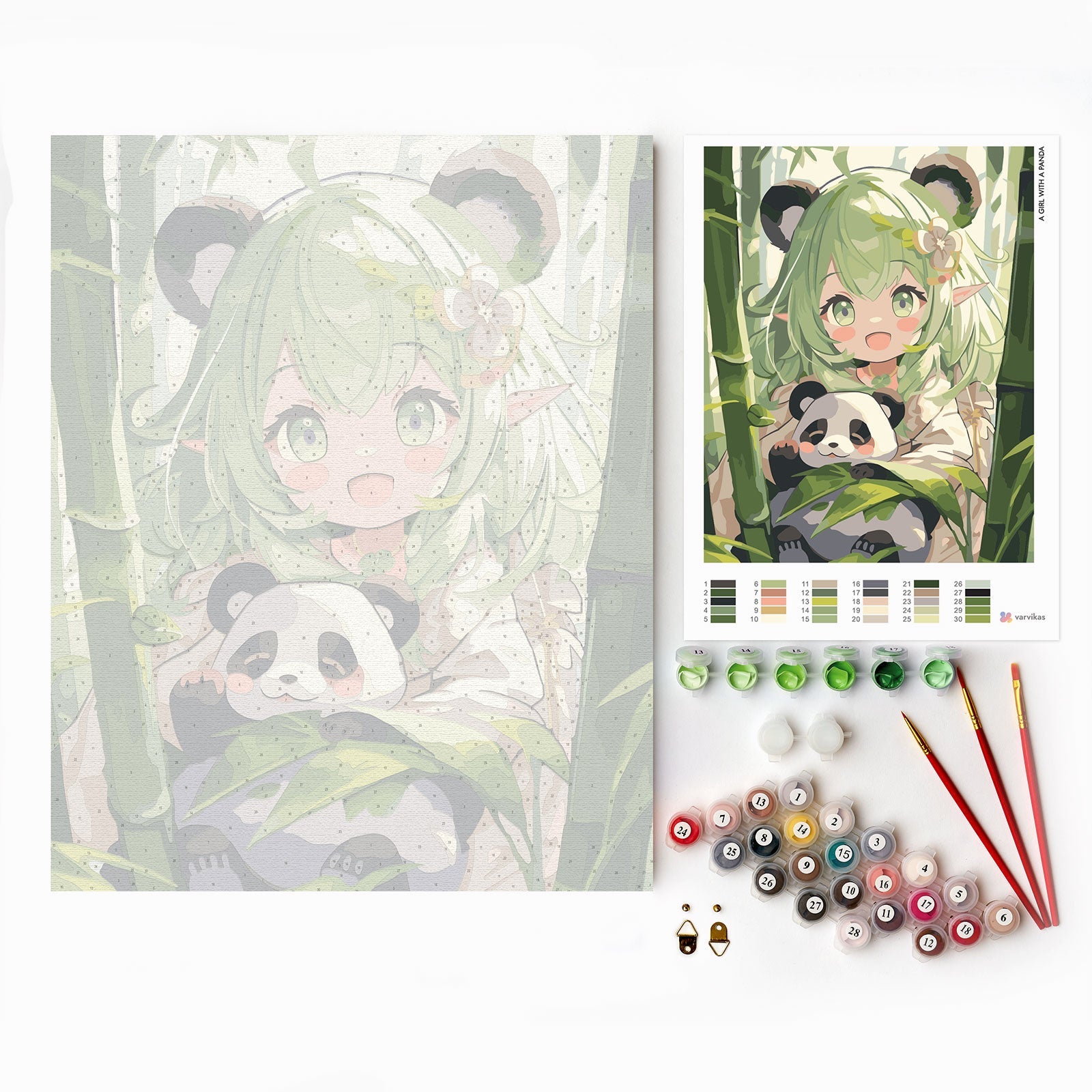 Paint by Numbers 40x50 cm | A girl with a panda (MG2488e) – Painting by numbers | Varvikas.Shop