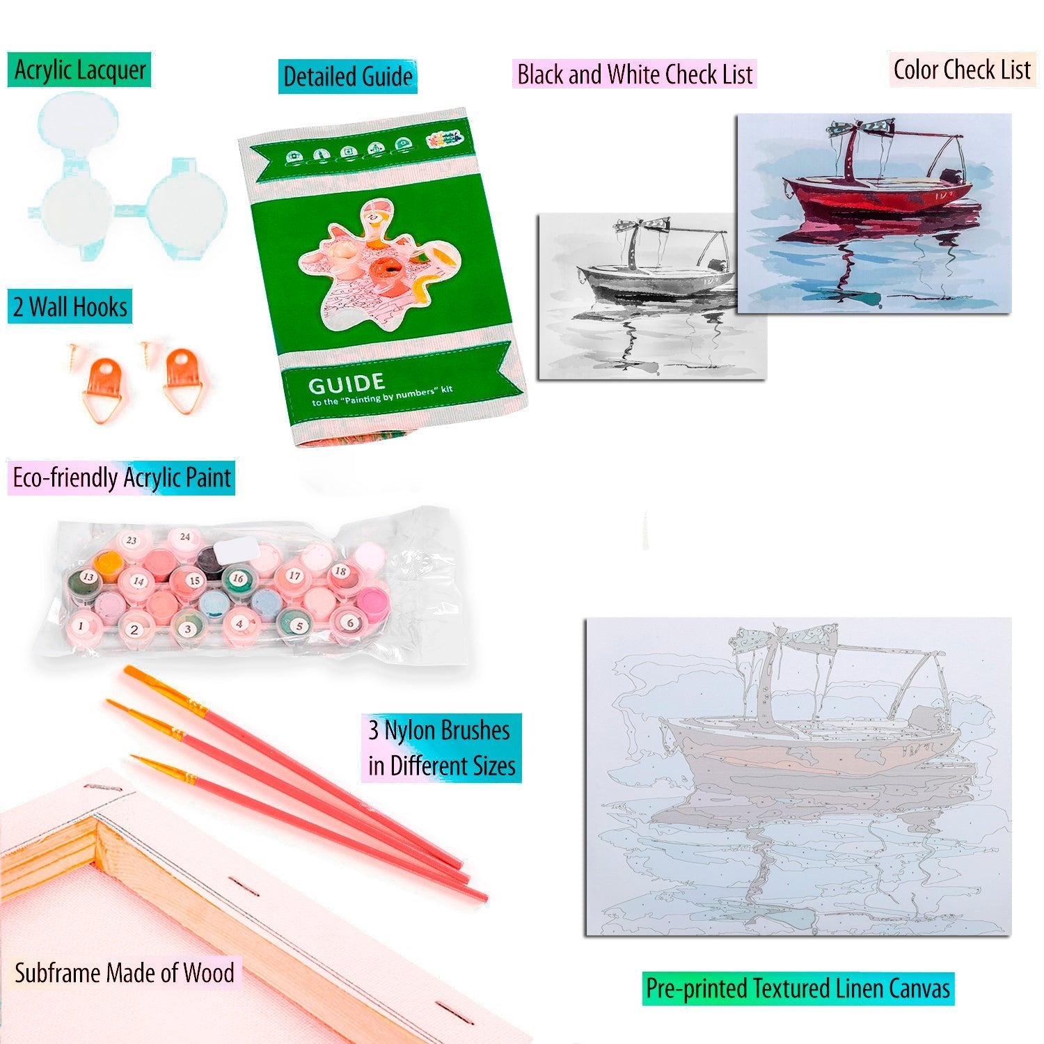 Paint by Numbers 40x50 cm | Boat in Calm Waters (MG2080e) – Painting by numbers | Varvikas.Shop