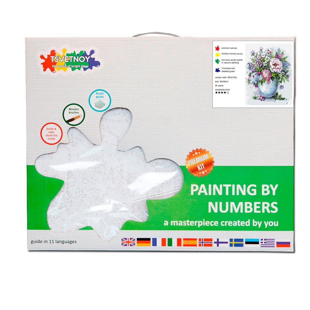 Paint by Numbers 40x50 cm | Delicate flowers in a white vase (MG2102e) – Painting by numbers | Varvikas.Shop