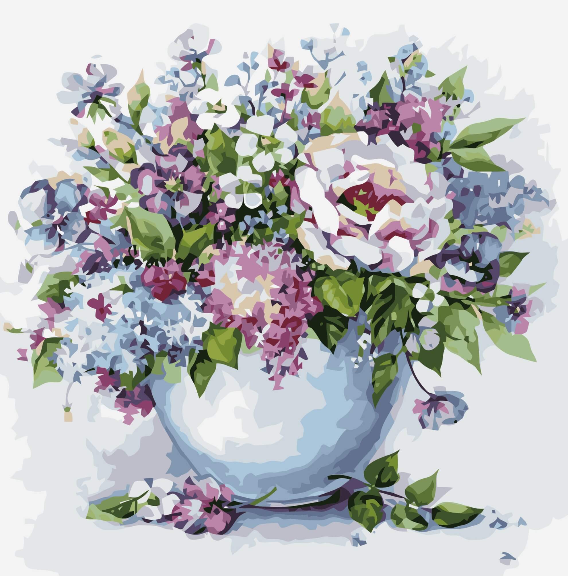 Paint by Numbers 40x50 cm | Delicate flowers in a white vase (MG2102e) – Painting by numbers | Varvikas.Shop
