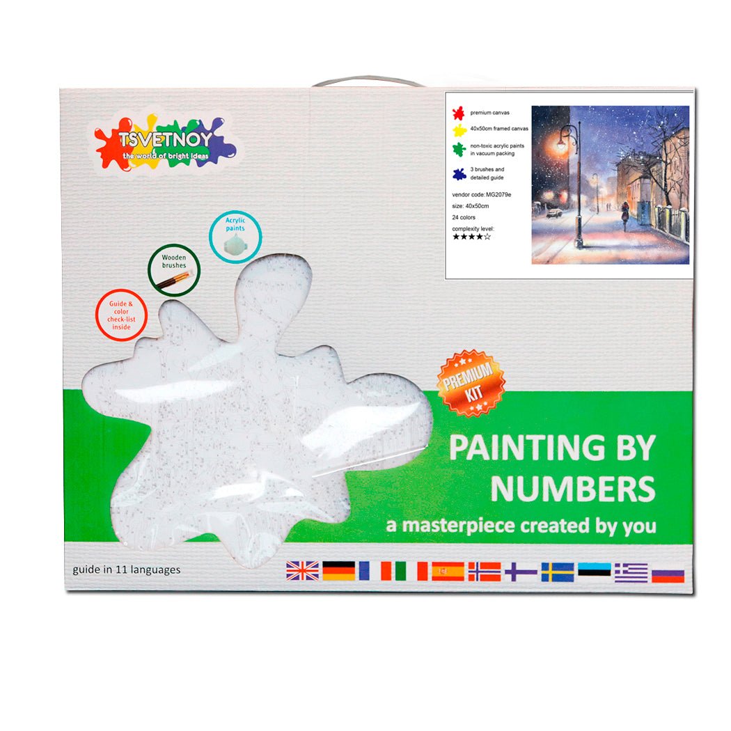 Paint by Numbers 40x50 cm | Evening snowstorm (MG2079e) – Painting by numbers | Varvikas.Shop