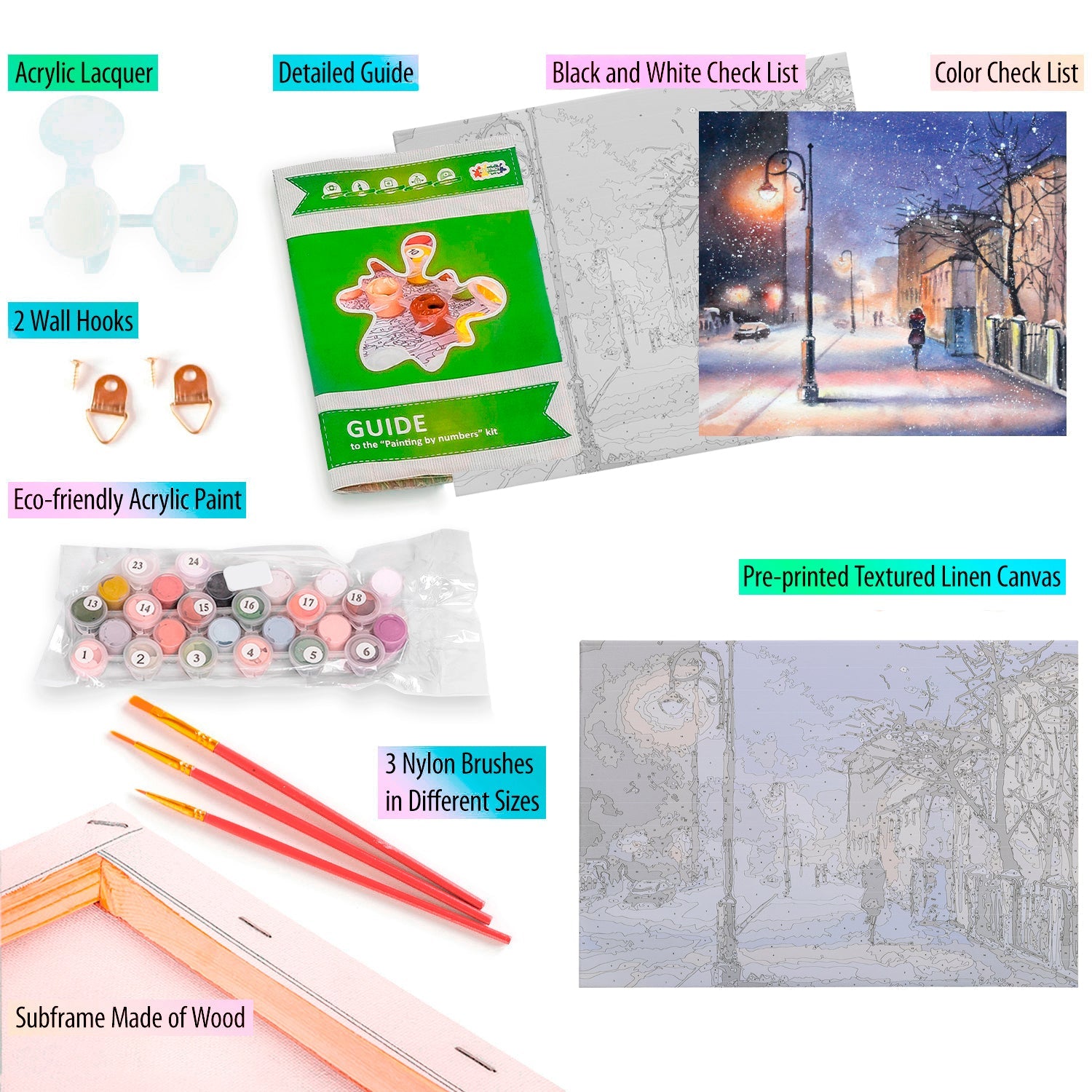 Paint by Numbers 40x50 cm | Evening snowstorm (MG2079e) – Painting by numbers | Varvikas.Shop