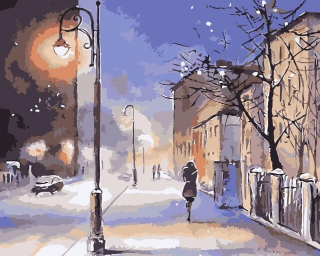 Paint by Numbers 40x50 cm | Evening snowstorm (MG2079e) – Painting by numbers | Varvikas.Shop