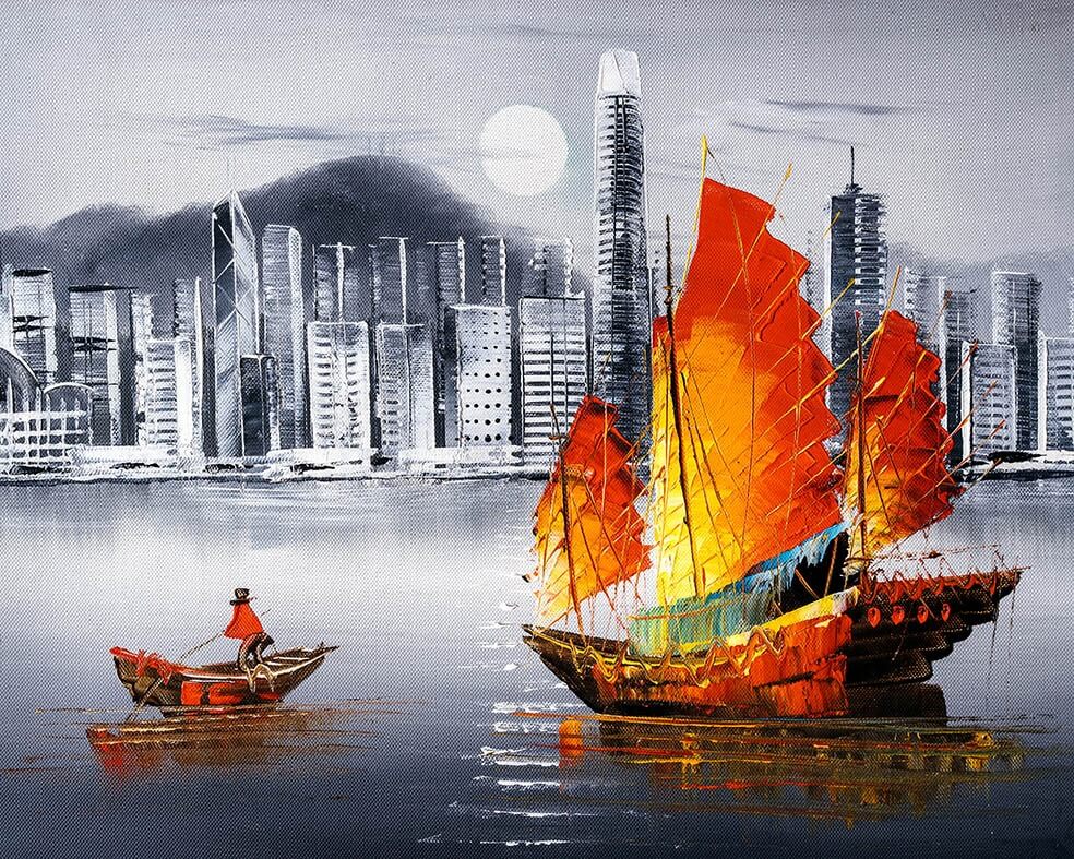 Paint by Numbers 40x50 cm | Hong Kong by Night (MG2164e) – Painting by numbers | Varvikas.Shop