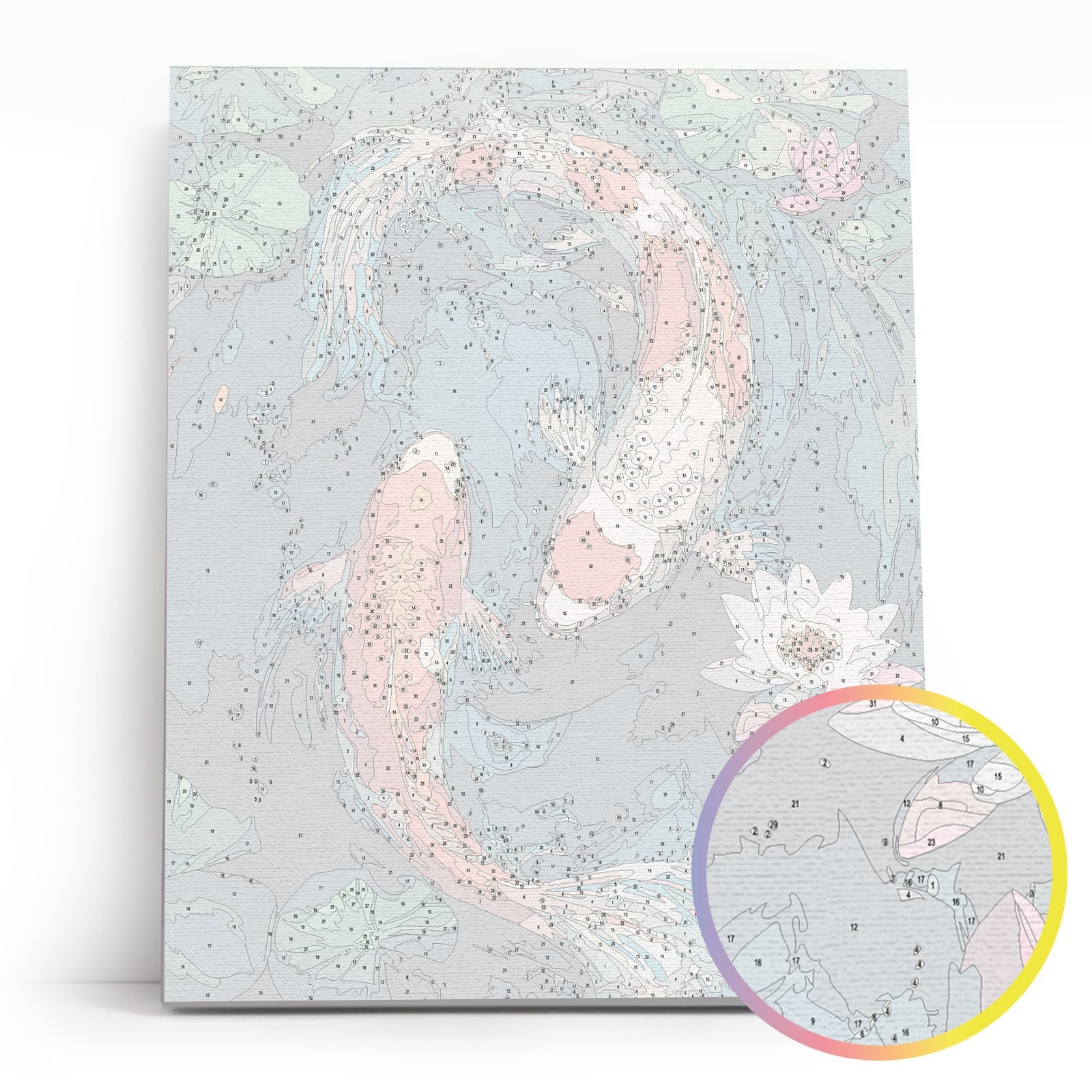 Paint by Numbers 40x50 cm | Koi Carp Among Lotuses (MG2504e) – Painting by numbers | Varvikas.Shop