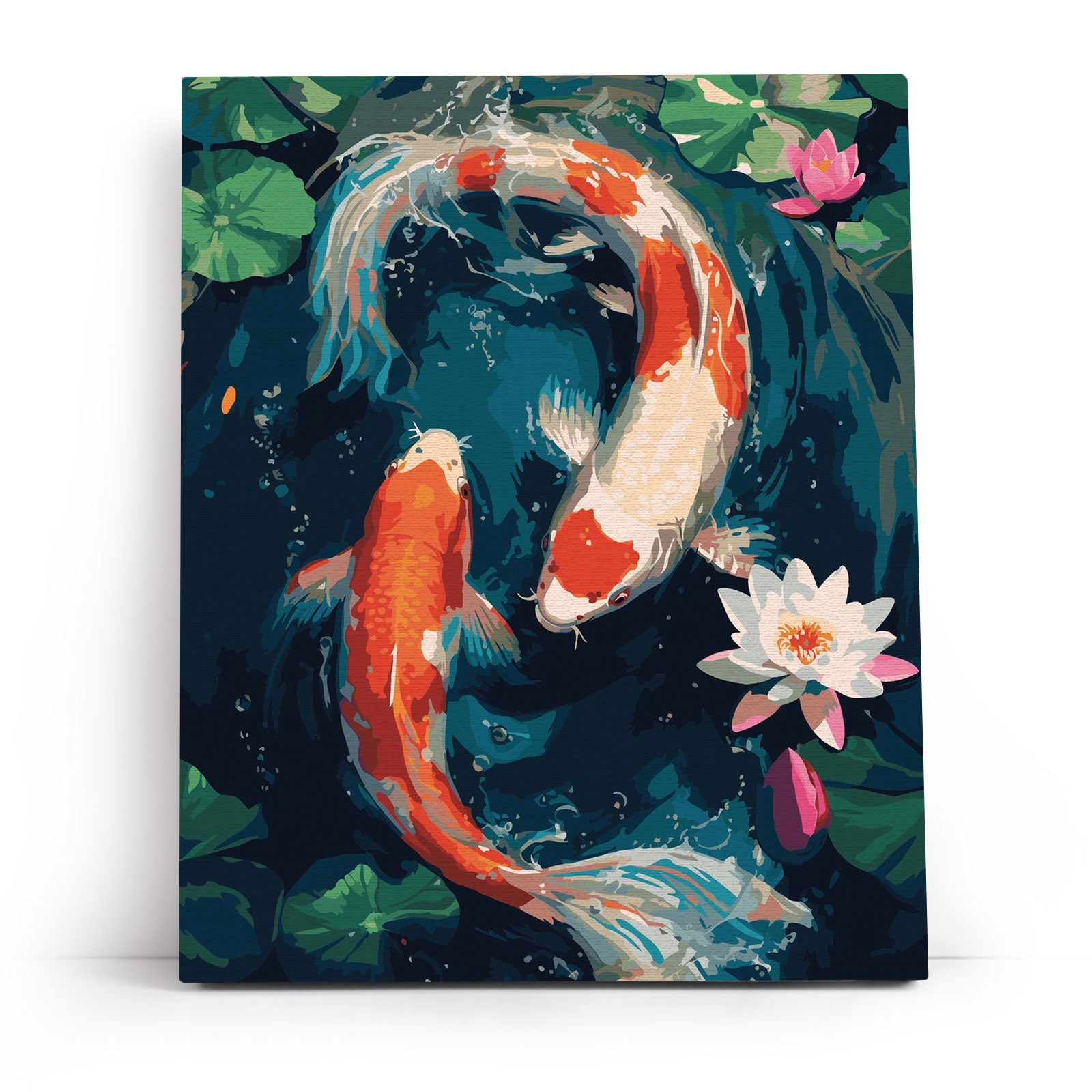 Paint by Numbers 40x50 cm | Koi Carp Among Lotuses (MG2504e) – Painting by numbers | Varvikas.Shop