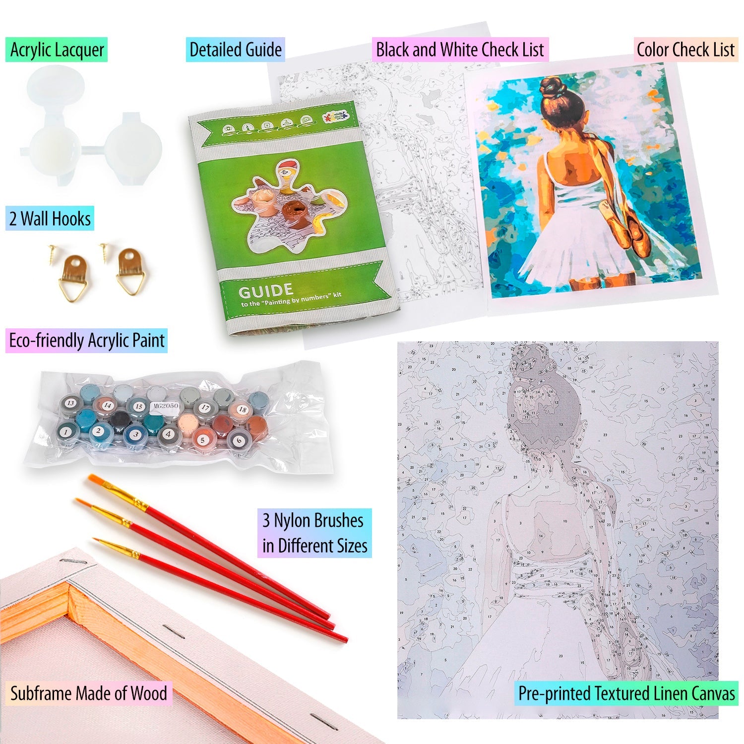 Paint by Numbers 40x50 cm | Little ballerina (MG2054e) – Painting by numbers | Varvikas.Shop