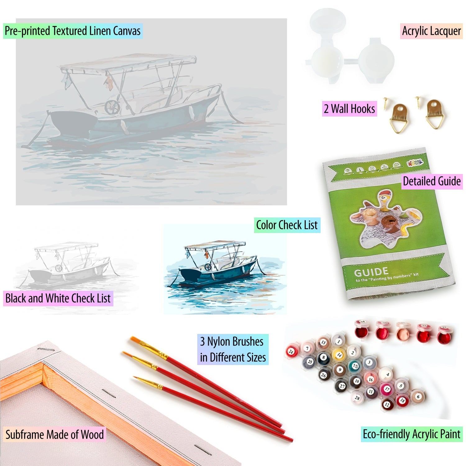 Paint by Numbers 40x50 cm | Lonely Boat (MG2078e) – Painting by numbers | Varvikas.Shop