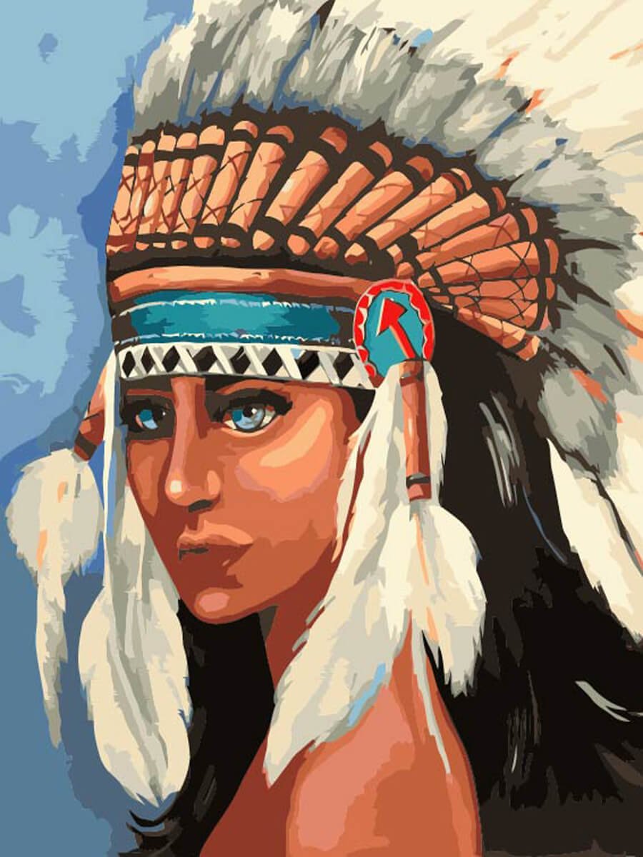 Paint by Numbers 40x50 cm | Native American girl (MG2113e) – Painting by numbers | Varvikas.Shop
