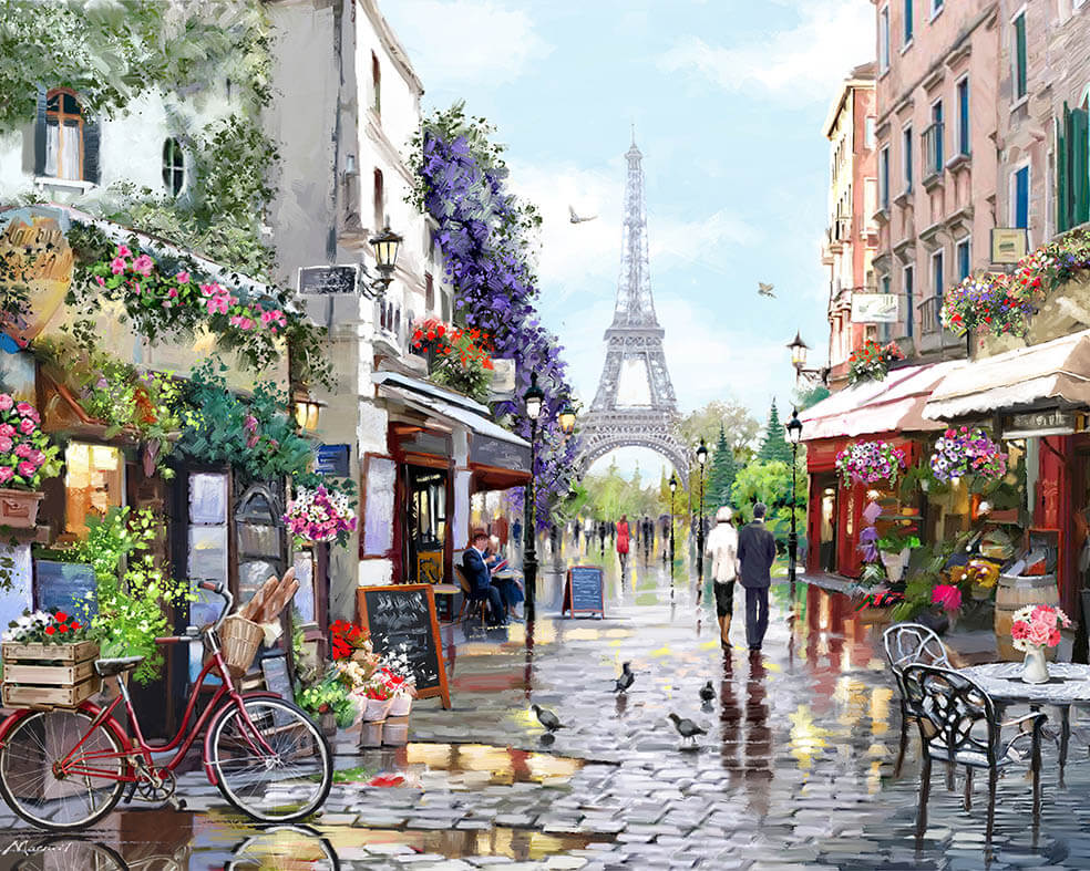 Paint by Numbers 40x50 cm | Paris in Spring (MG2206e) – Painting by numbers | Varvikas.Shop