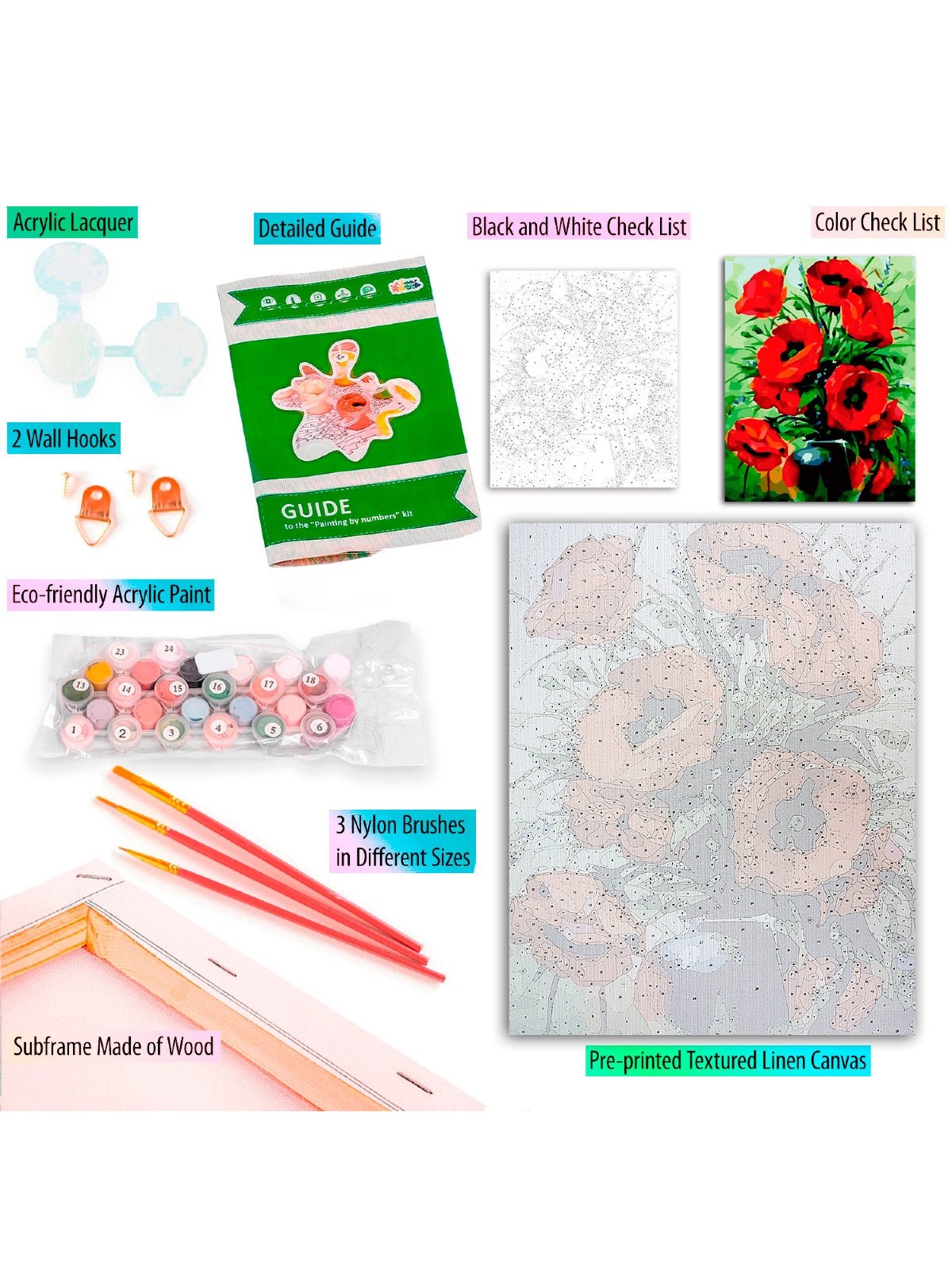 Paint by Numbers 40x50 cm | Poppies Bouquet (MG2142e) – Painting by numbers | Varvikas.Shop