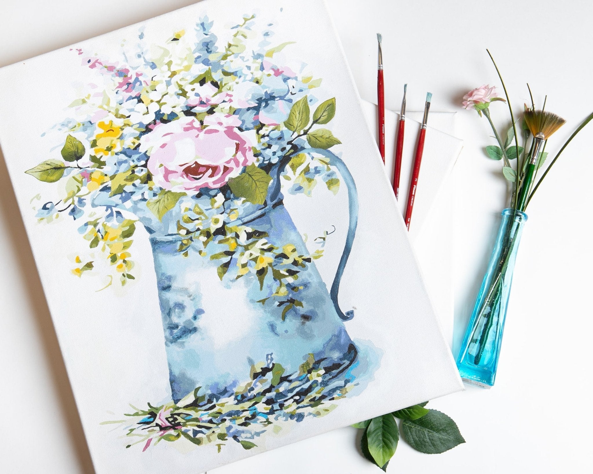 Paint by Numbers 40x50 cm | Romantic bouquet in a watering can (MG2104e) – Painting by numbers | Varvikas.Shop