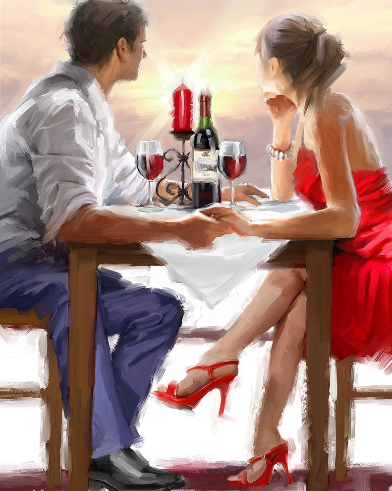 Paint by Numbers 40x50 cm | Romantic Dinner (MG2202e) – Painting by numbers | Varvikas.Shop