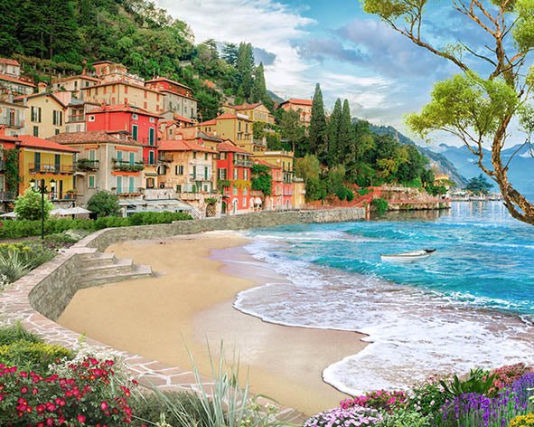 Paint by Numbers 40x50 cm | Seaside Town (MG2417e) – Painting by numbers | Varvikas.Shop