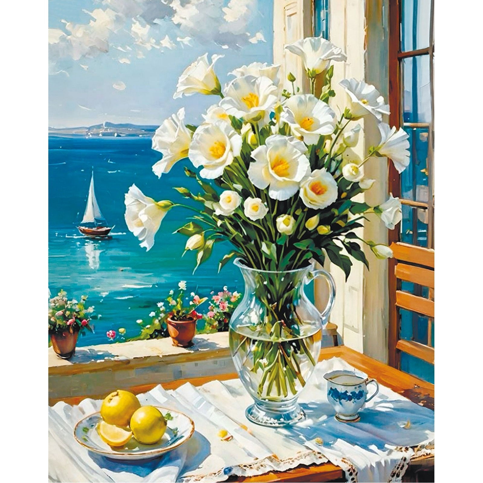 Paint by Numbers 40×50 cm, Seaside Window (MG2520e) | Varvikas.Shop