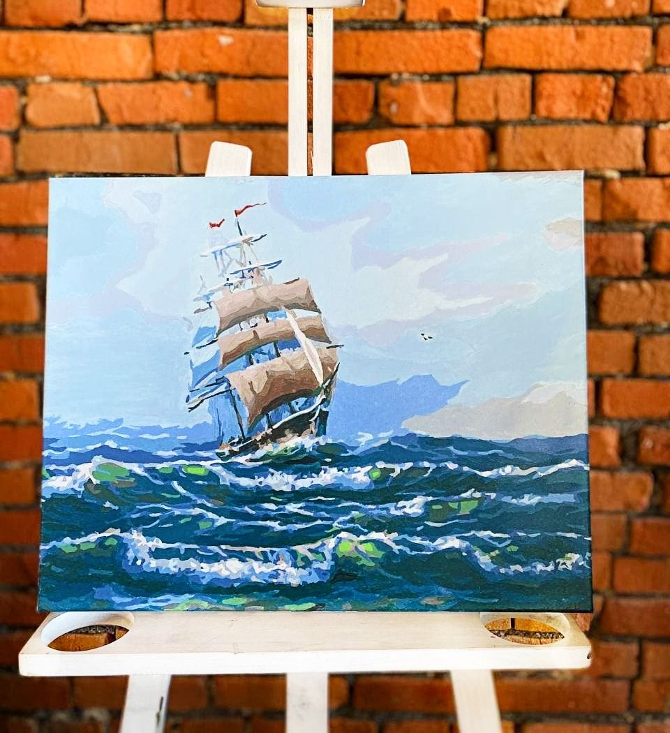 Paint by Numbers 40x50 cm | Ship with white sails (MG2410e) – Painting by numbers | Varvikas.Shop