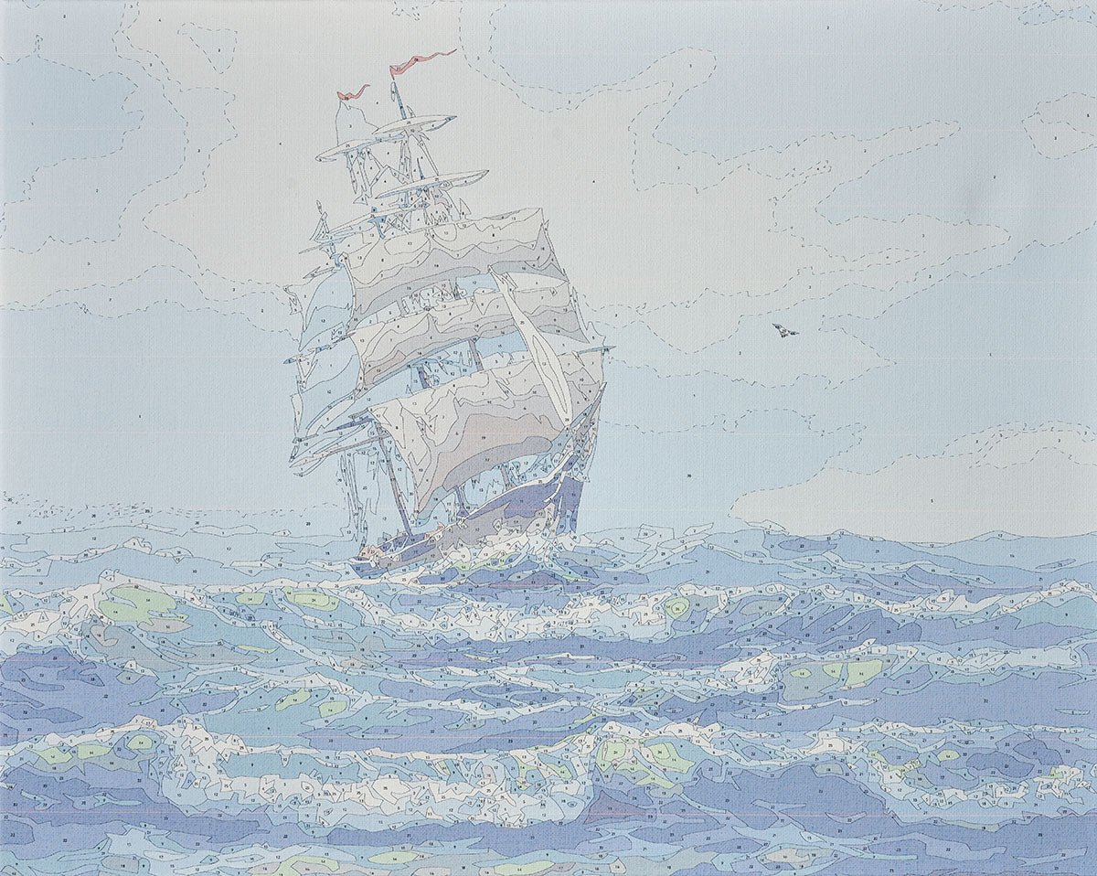 Paint by Numbers 40x50 cm | Ship with white sails (MG2410e) – Painting by numbers | Varvikas.Shop