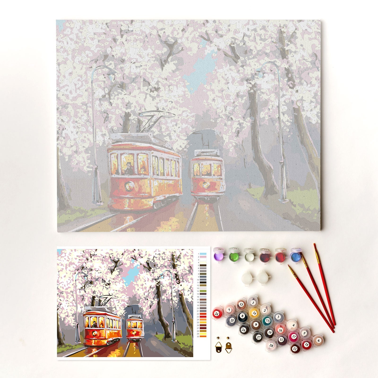 Paint by Numbers 40x50 cm | Spring trams (MG2418e) – Painting by numbers | Varvikas.Shop