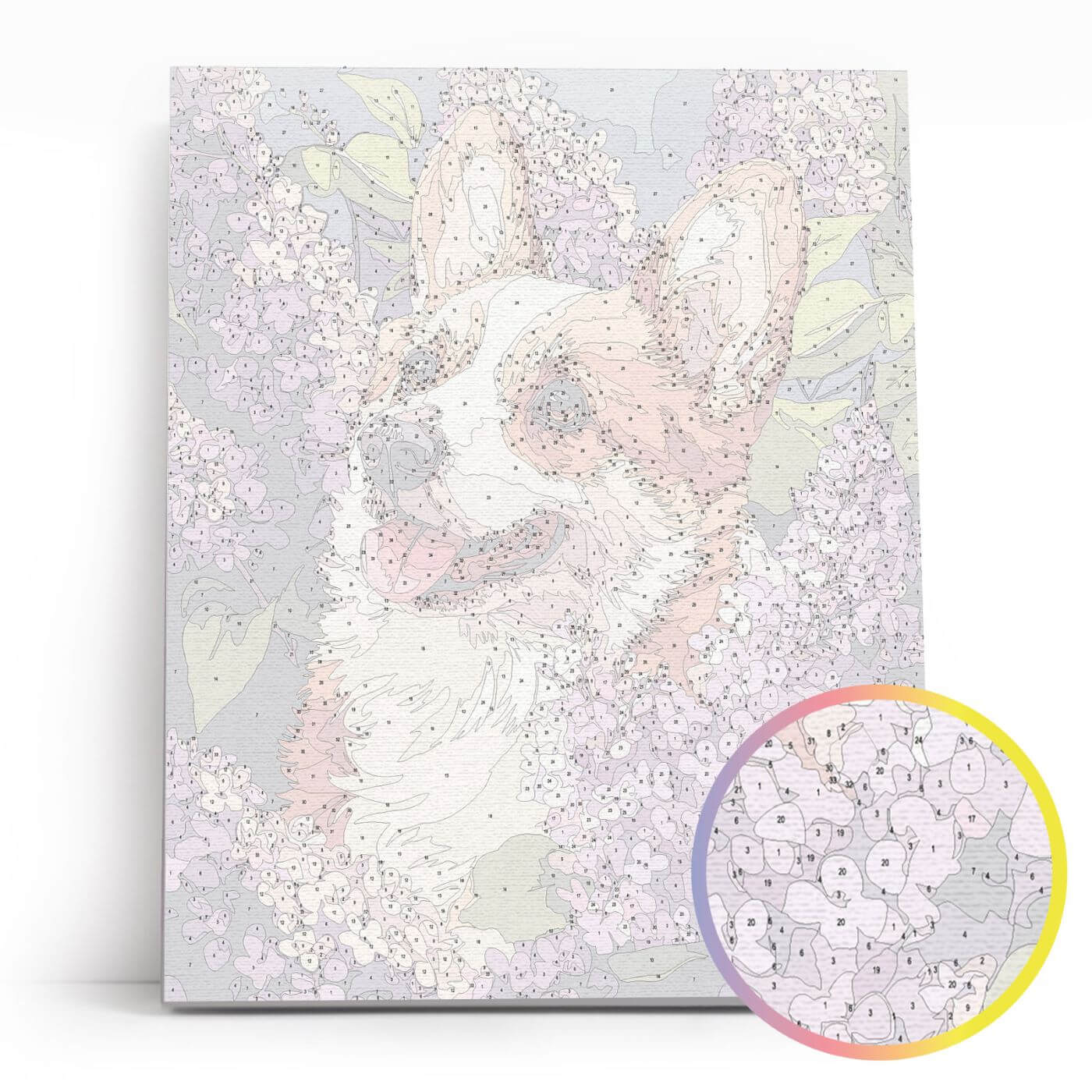 Paint by Numbers 40x50 cm | Springtime Corgi (MG2507e) – Painting by numbers | Varvikas.Shop