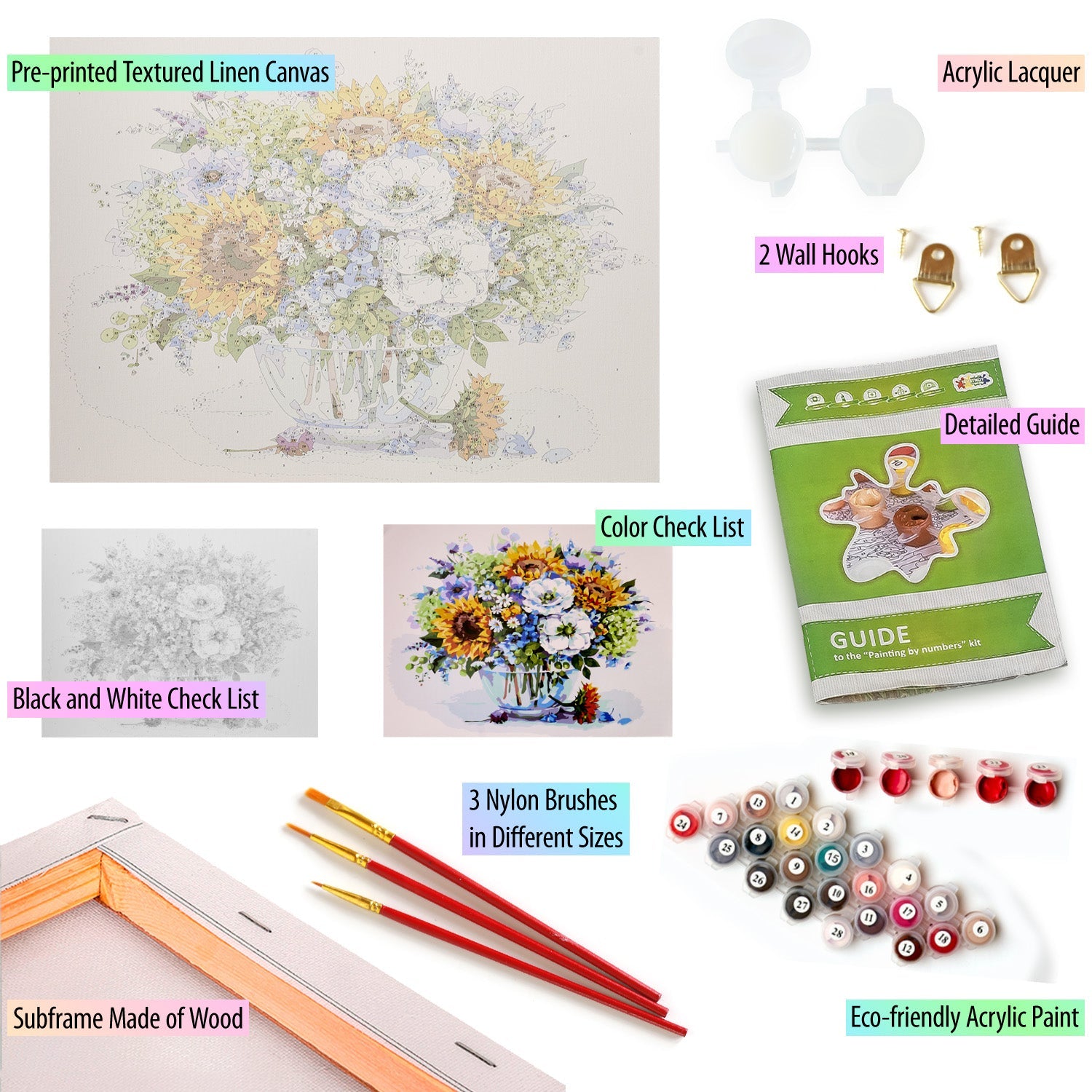 Paint by Numbers 40x50 cm | Summer Bouquet with Sunflowers (MG2182e) – Painting by numbers | Varvikas.Shop