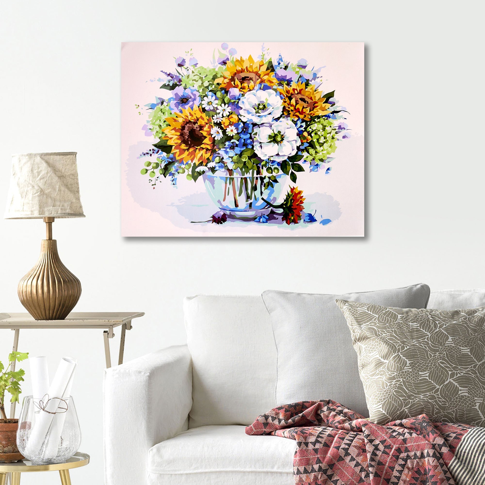 Paint by Numbers 40x50 cm | Summer Bouquet with Sunflowers (MG2182e) – Painting by numbers | Varvikas.Shop
