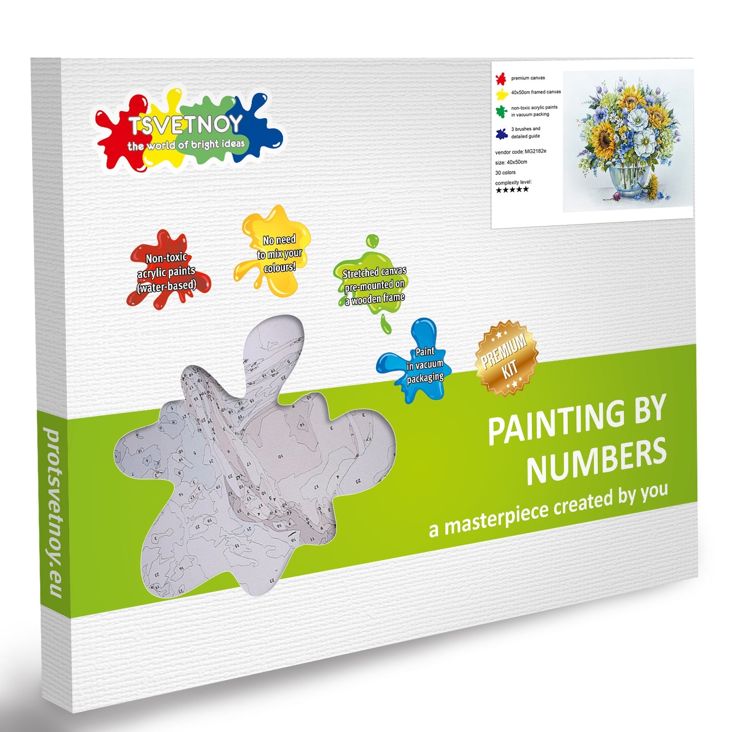 Paint by Numbers 40x50 cm | Summer Bouquet with Sunflowers (MG2182e) – Painting by numbers | Varvikas.Shop