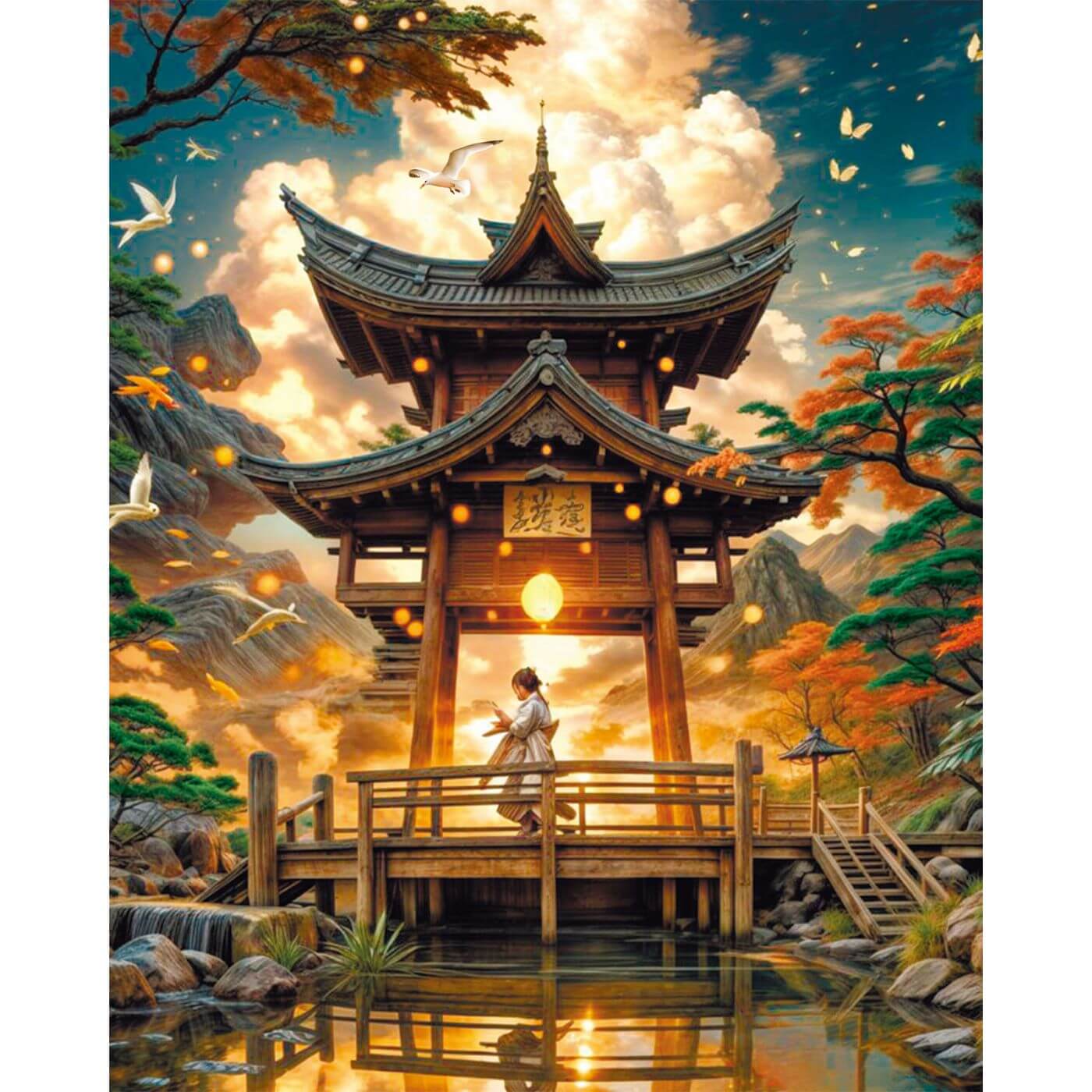 Paint by Numbers 40x50 cm | Temple in the Mountains (MG2505e) – Painting by numbers | Varvikas.Shop