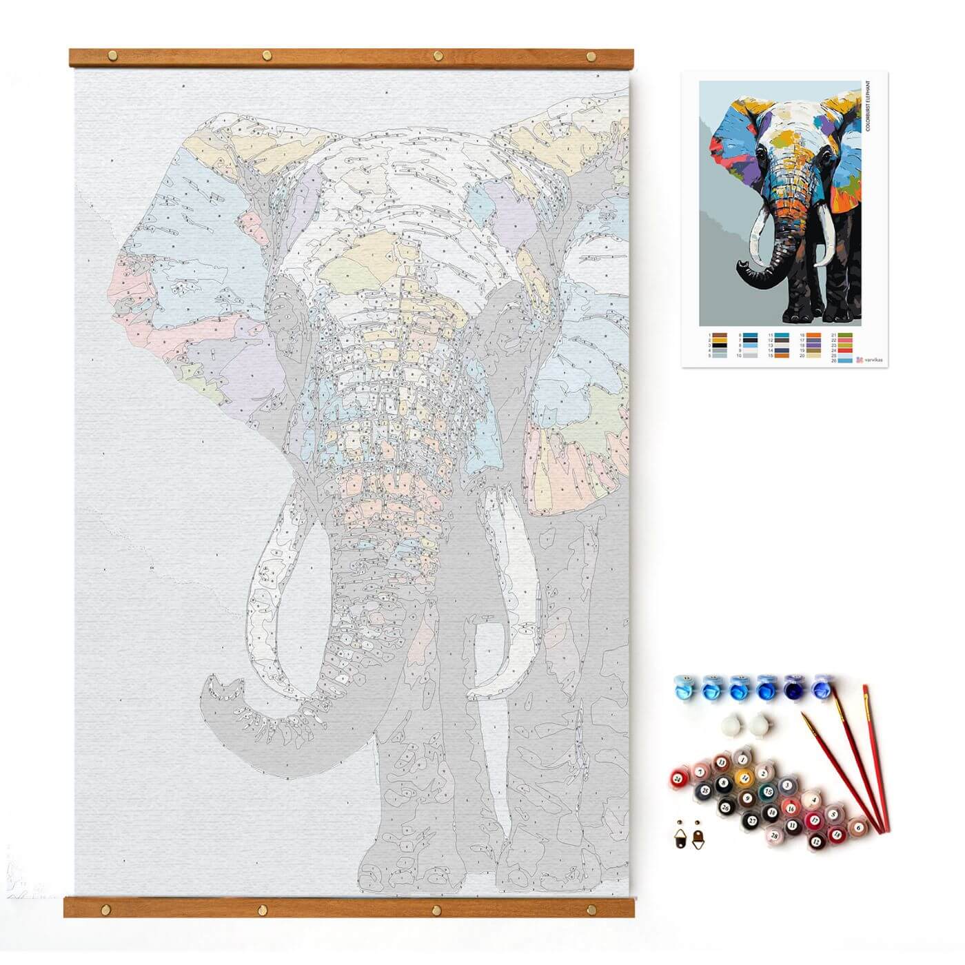 Paint by Numbers 60x90 cm | Colorburst Elephant (MMT002e) – Painting by numbers | Varvikas.Shop