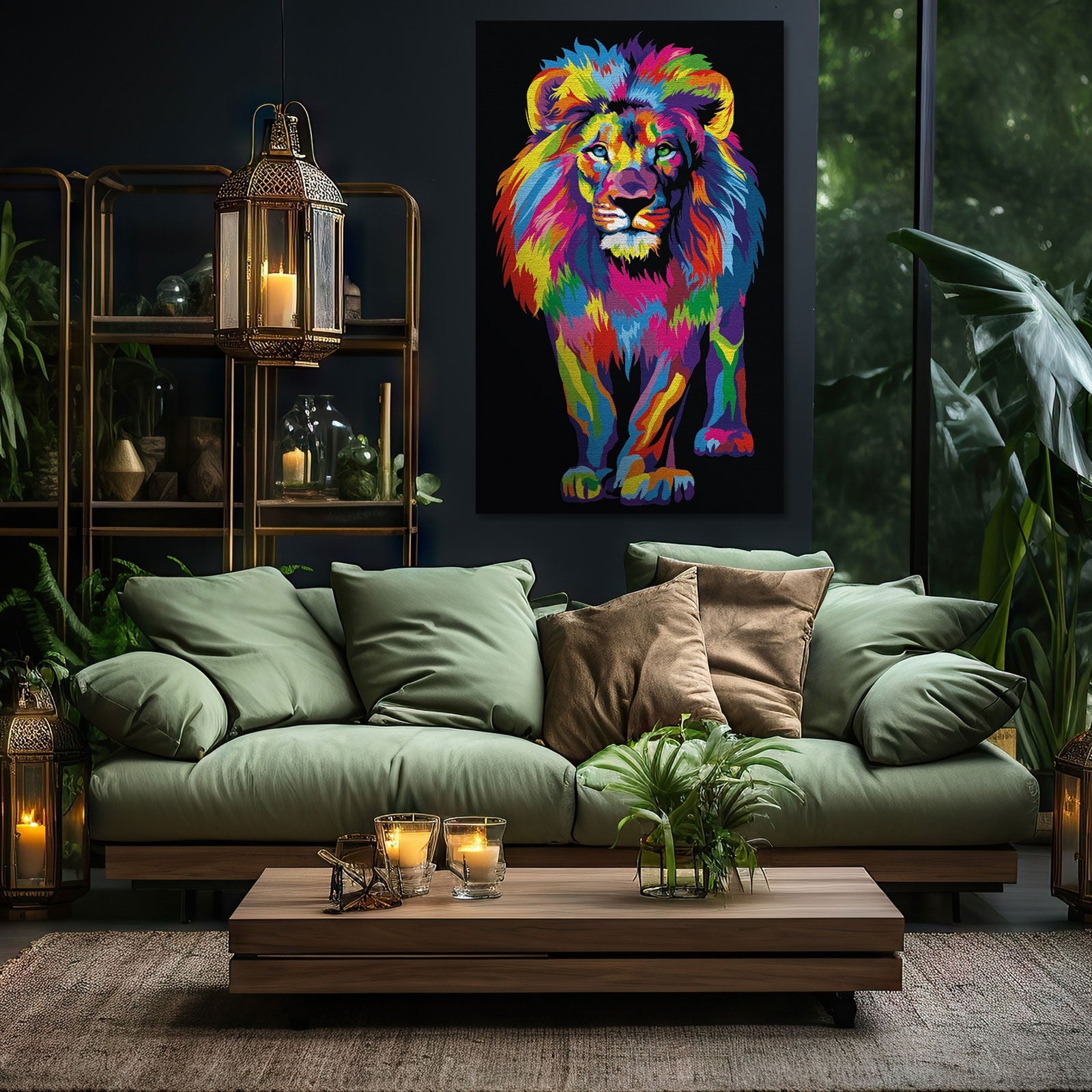 Paint by Numbers 75x120 cm | Colorful lion (MMZ06e) – Painting by numbers | Varvikas.Shop