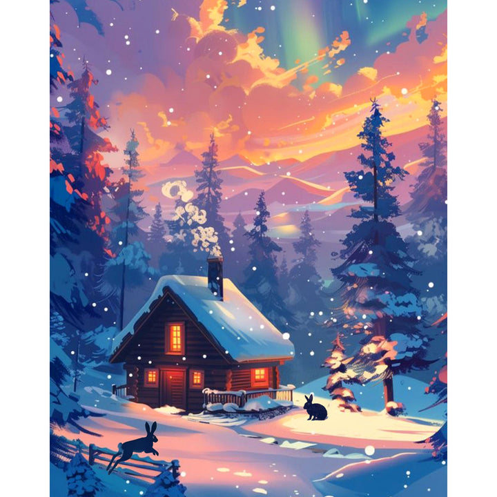 Tapybos pagal skaičius rinkinys 40×50 cm – Winter Cabin (MG2530e)