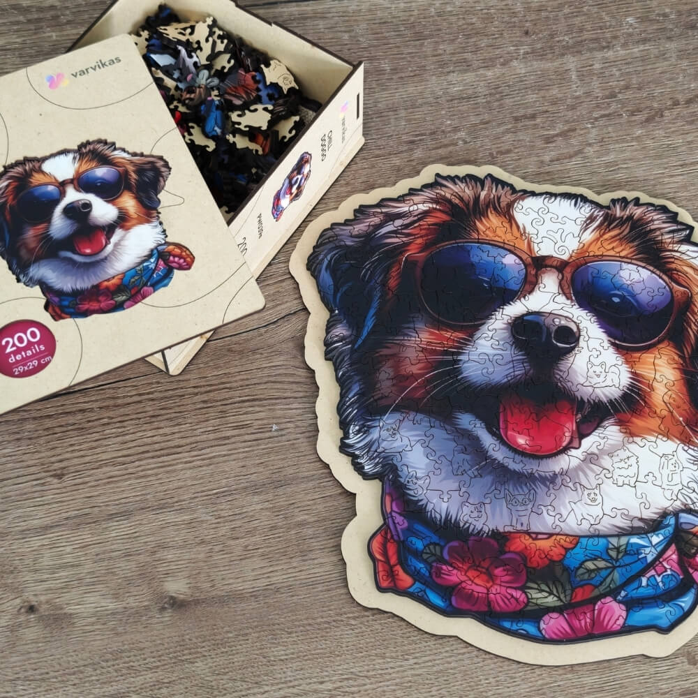 Wooden Jigsaw Puzzle 200 pcs | Chill Doggo (PW039e) – Wooden puzzles | Varvikas.Shop