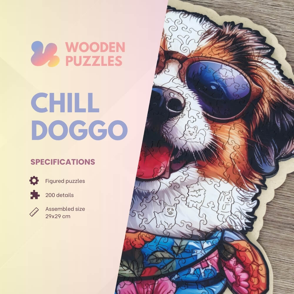 Wooden Jigsaw Puzzle 200 pcs | Chill Doggo (PW039e) – Wooden puzzles | Varvikas.Shop