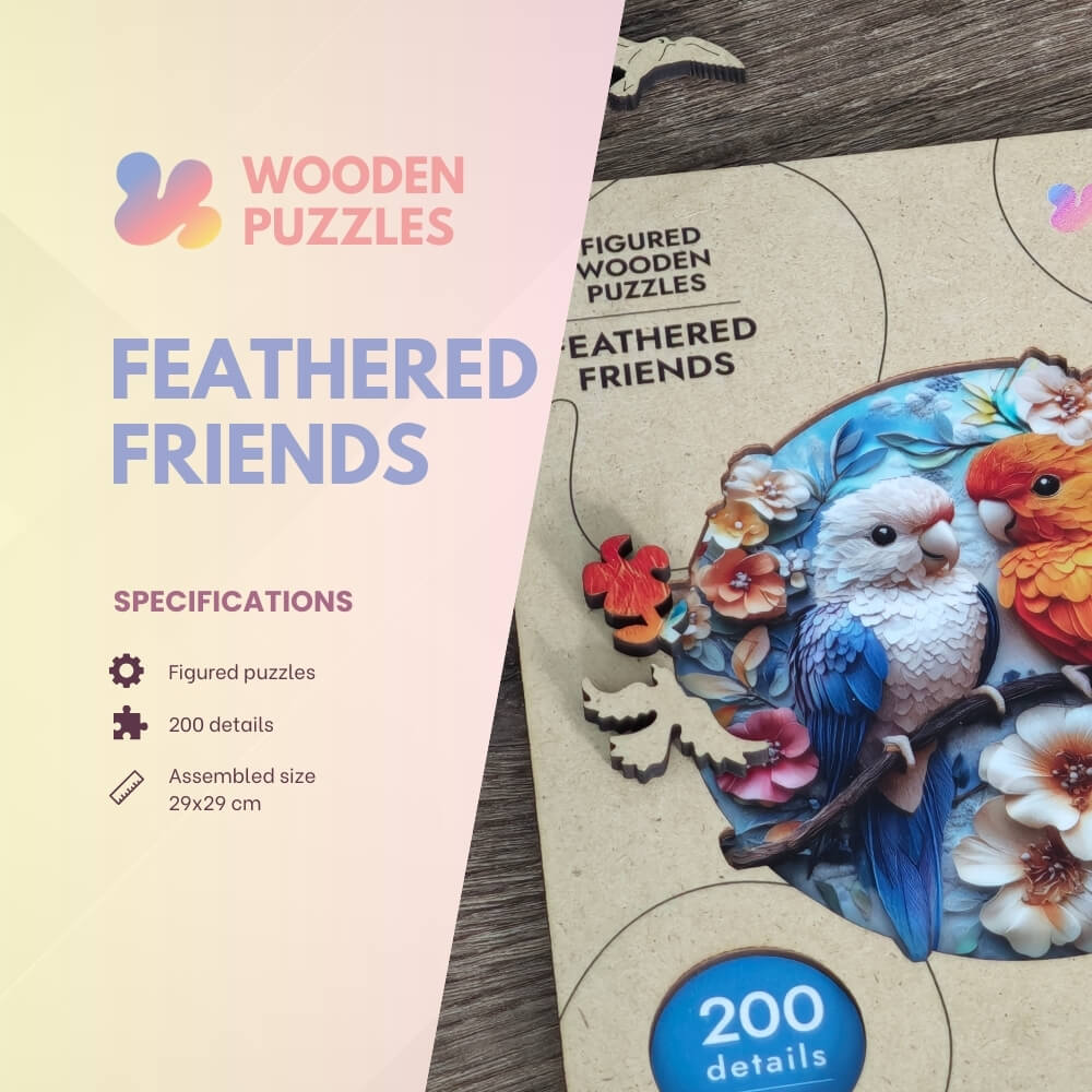 Wooden Jigsaw Puzzle 200 pcs | Feathered Friends (PW041e) – Wooden puzzles | Varvikas.Shop
