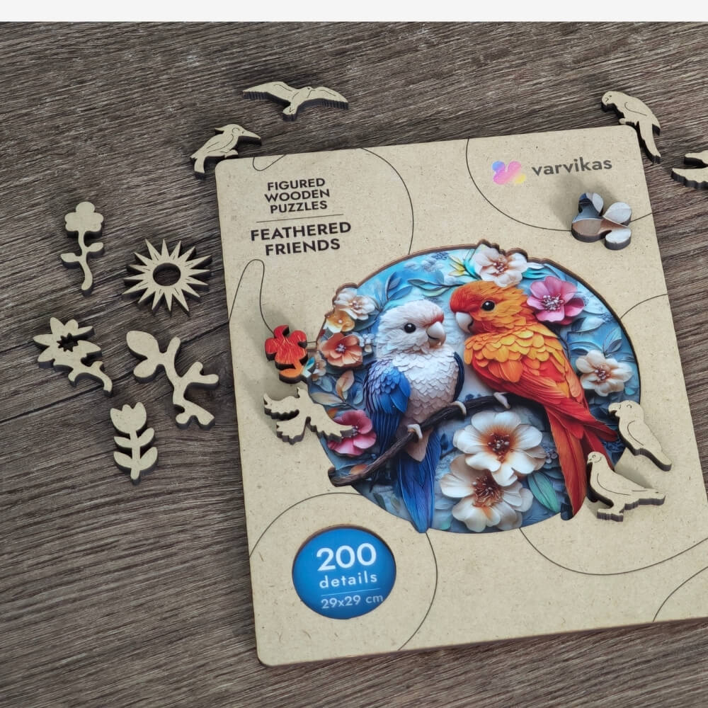 Wooden Jigsaw Puzzle 200 pcs | Feathered Friends (PW041e) – Wooden puzzles | Varvikas.Shop