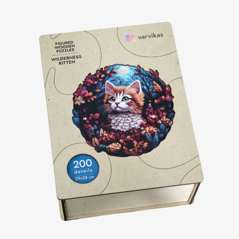 Wooden Jigsaw Puzzle 200 pcs | Wilderness Kitten (PW038e) – Wooden puzzles | Varvikas.Shop