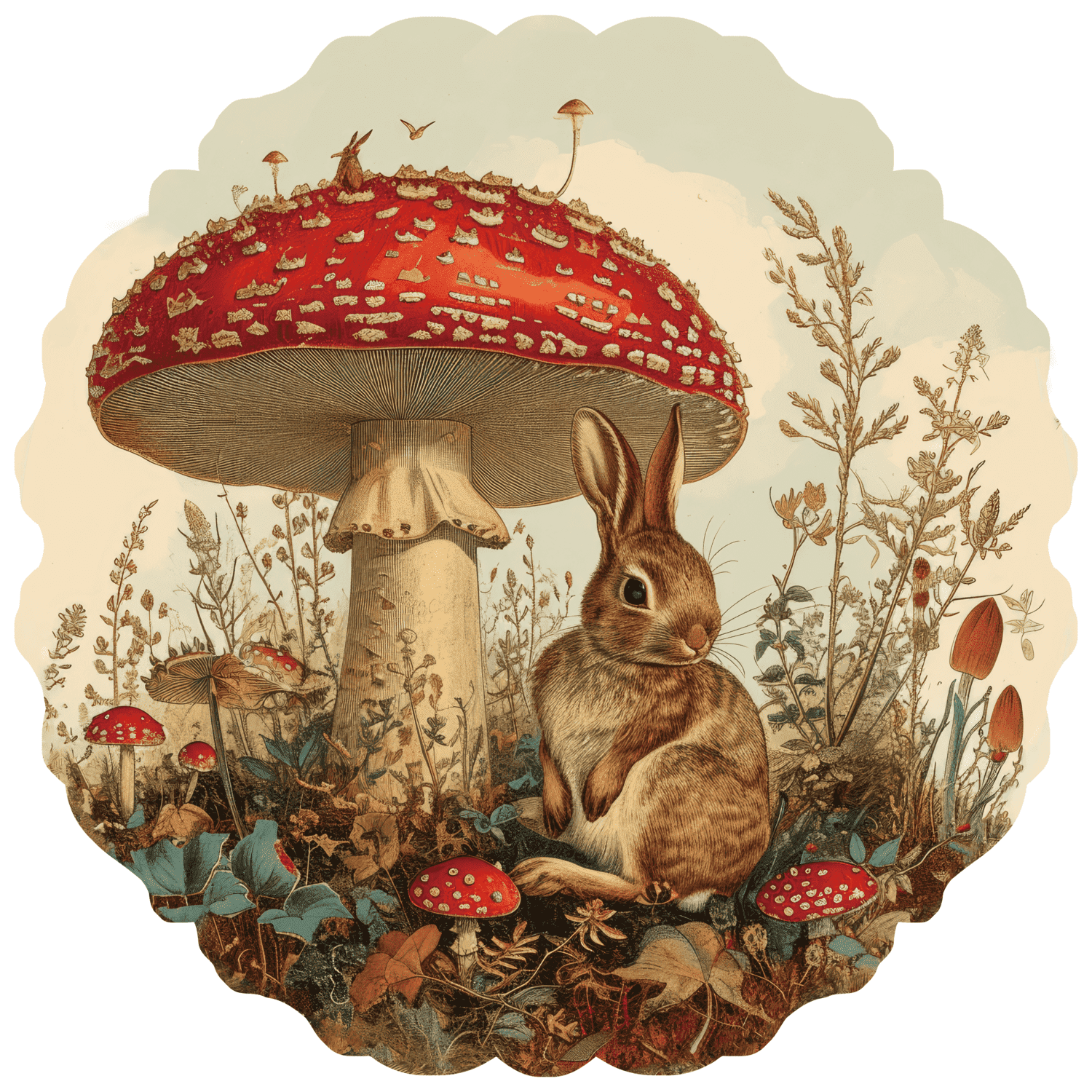 Wooden Jigsaw Puzzle 215 pcs | Hare and Amanita (PW036e) – Wooden puzzles | Varvikas.Shop