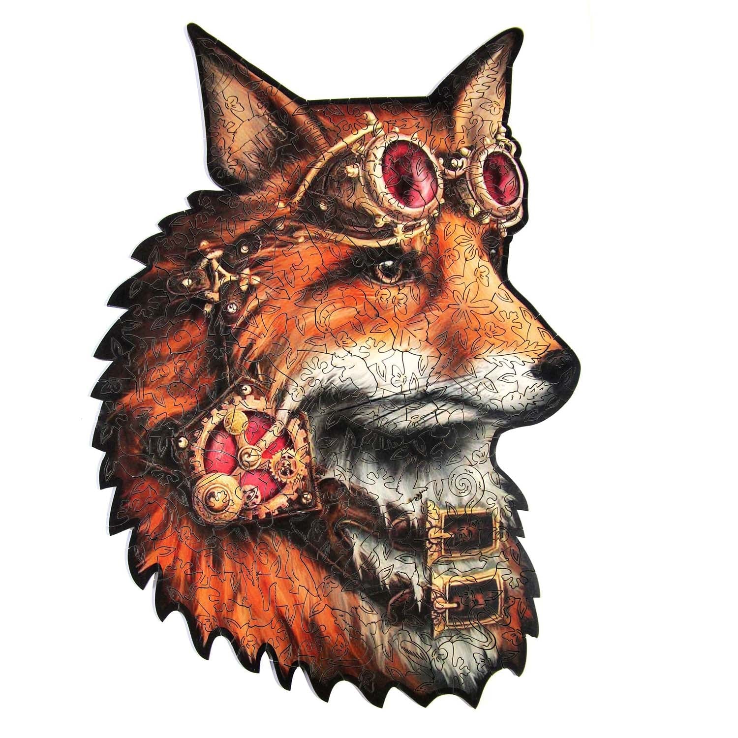 Wooden Jigsaw Puzzle 258 pcs | Steampunk Fox (PW008e) – Wooden puzzles | Varvikas.Shop