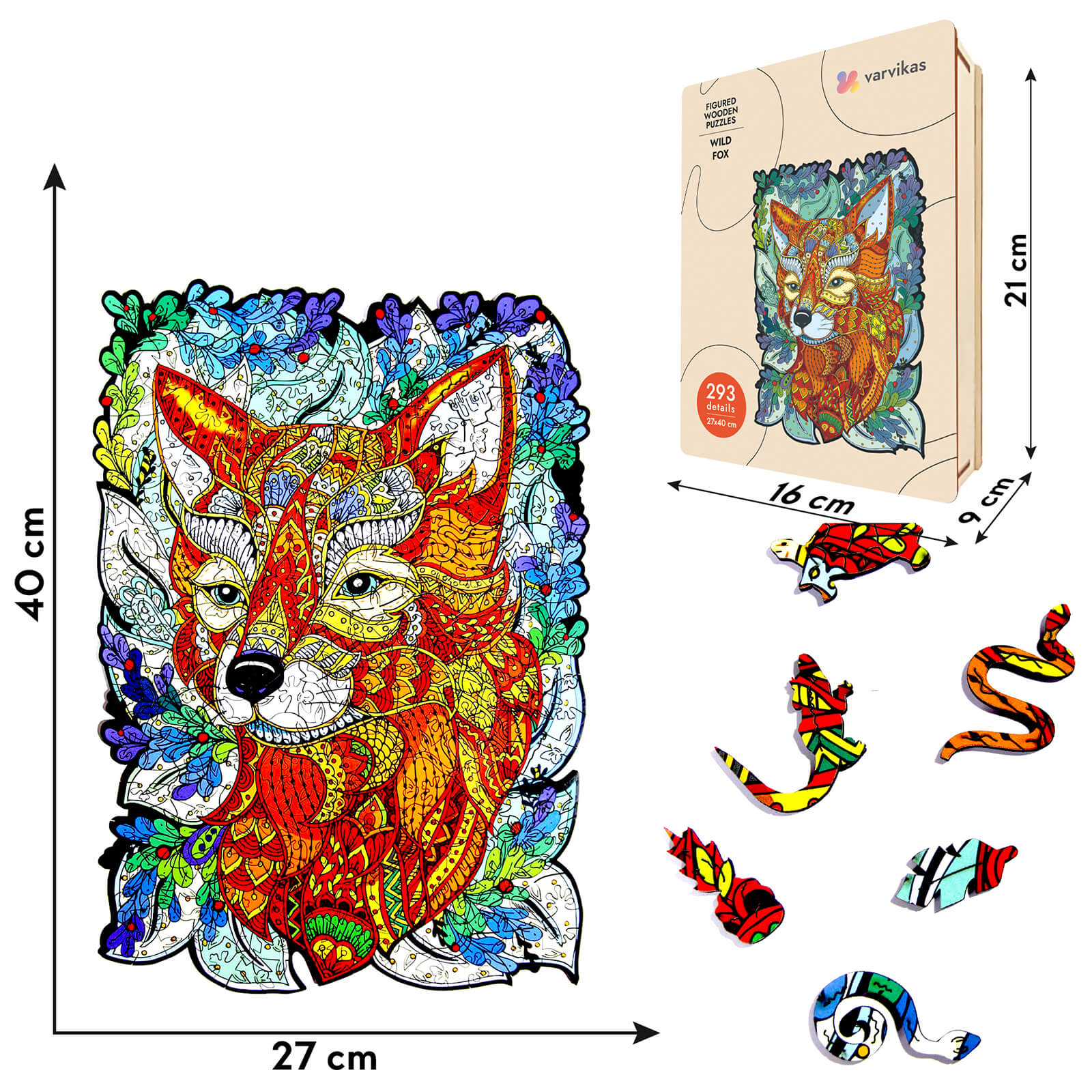 Wooden Jigsaw Puzzle 293 pcs | Wild Fox (PW009e) – Wooden puzzles | Varvikas.Shop