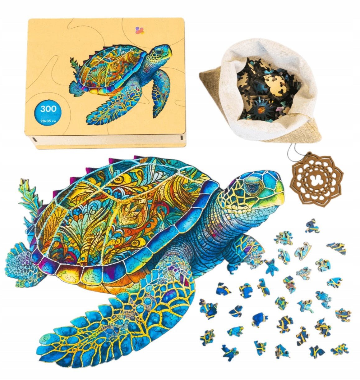 Wooden Jigsaw Puzzle 300 pcs | Big Turtle (PW021e) – Wooden puzzles | Varvikas.Shop
