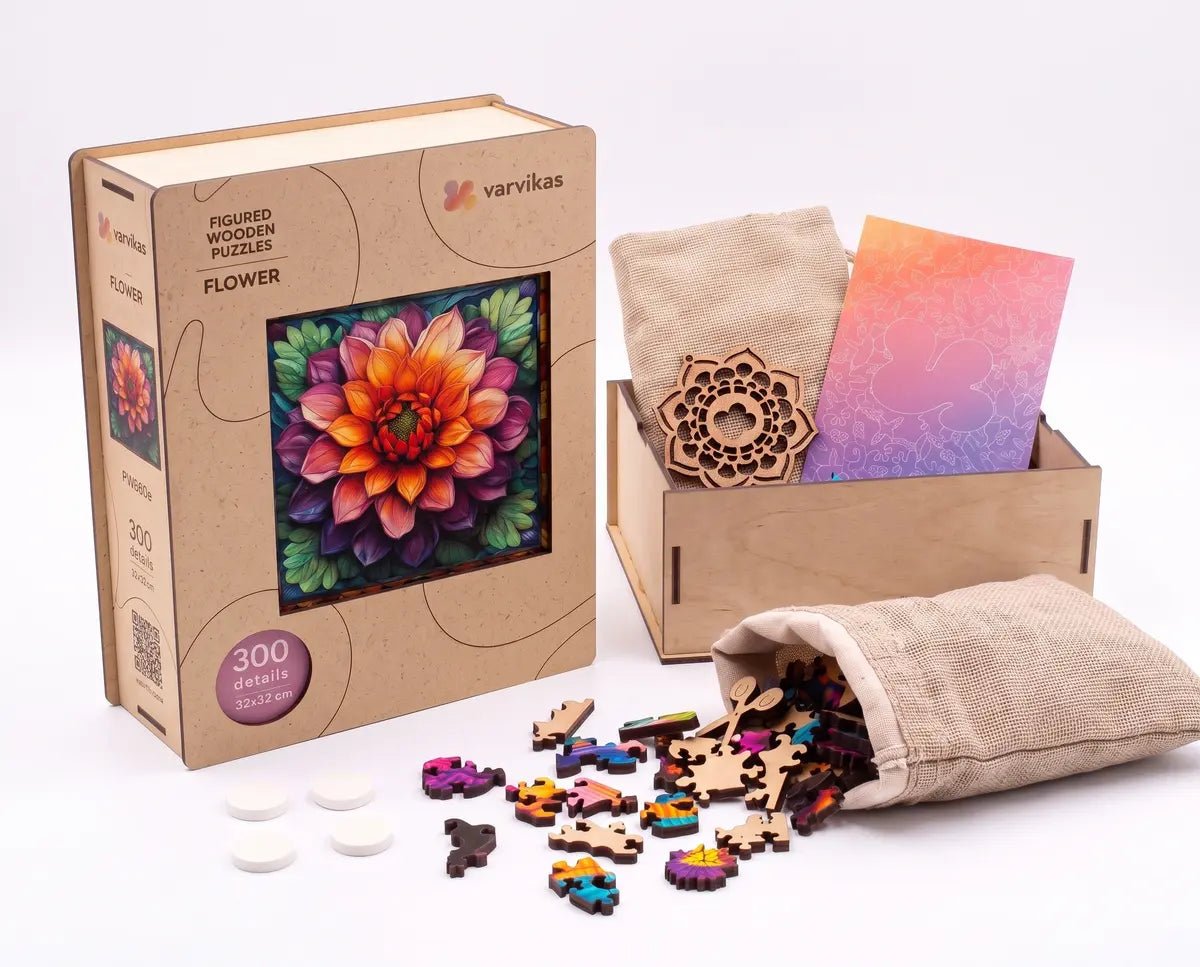 Wooden Jigsaw Puzzle 300 pcs, Flower (PW060e) – Wooden puzzles | Varvikas
