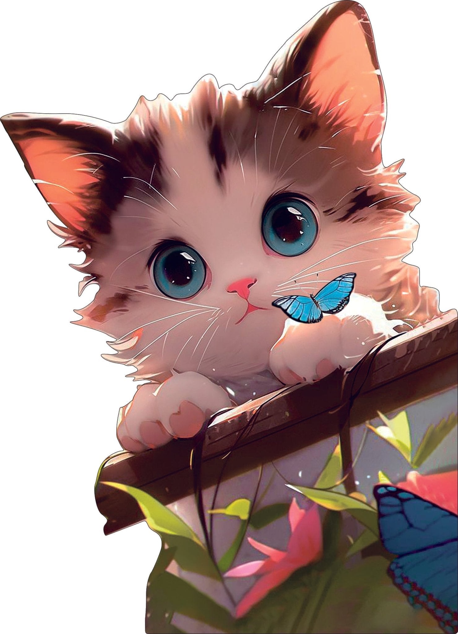 Wooden Jigsaw Puzzle 300 pcs | Kitty and Butterfly (PW037e) – Wooden puzzles | Varvikas.Shop