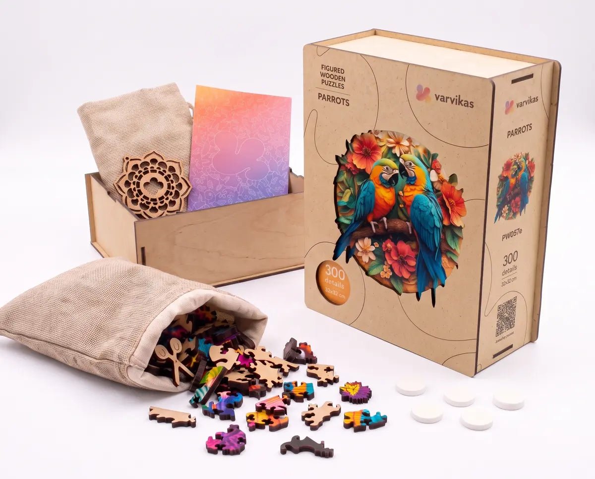 Wooden Jigsaw Puzzle 300 pcs, Parrot (PW057e) – Wooden puzzles | Varvikas